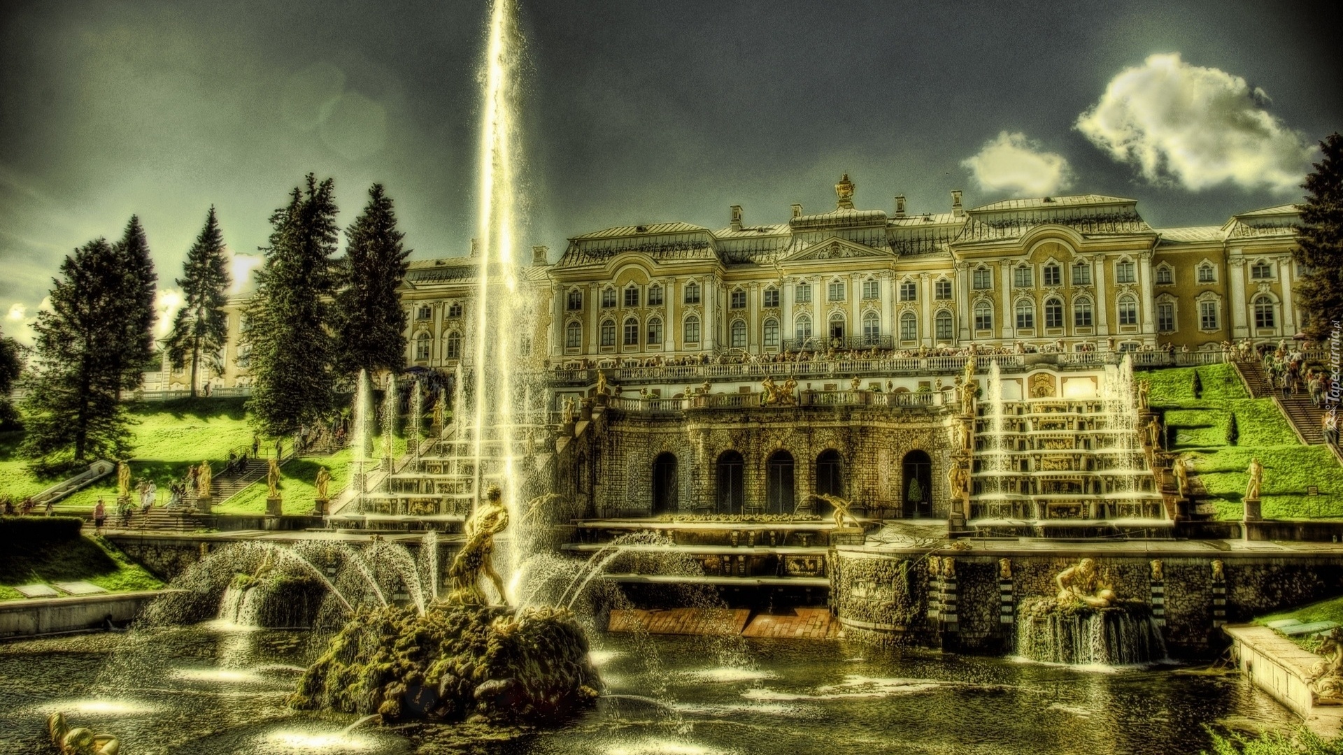 Pałac, Fontanna, Peterhof, Rosja
