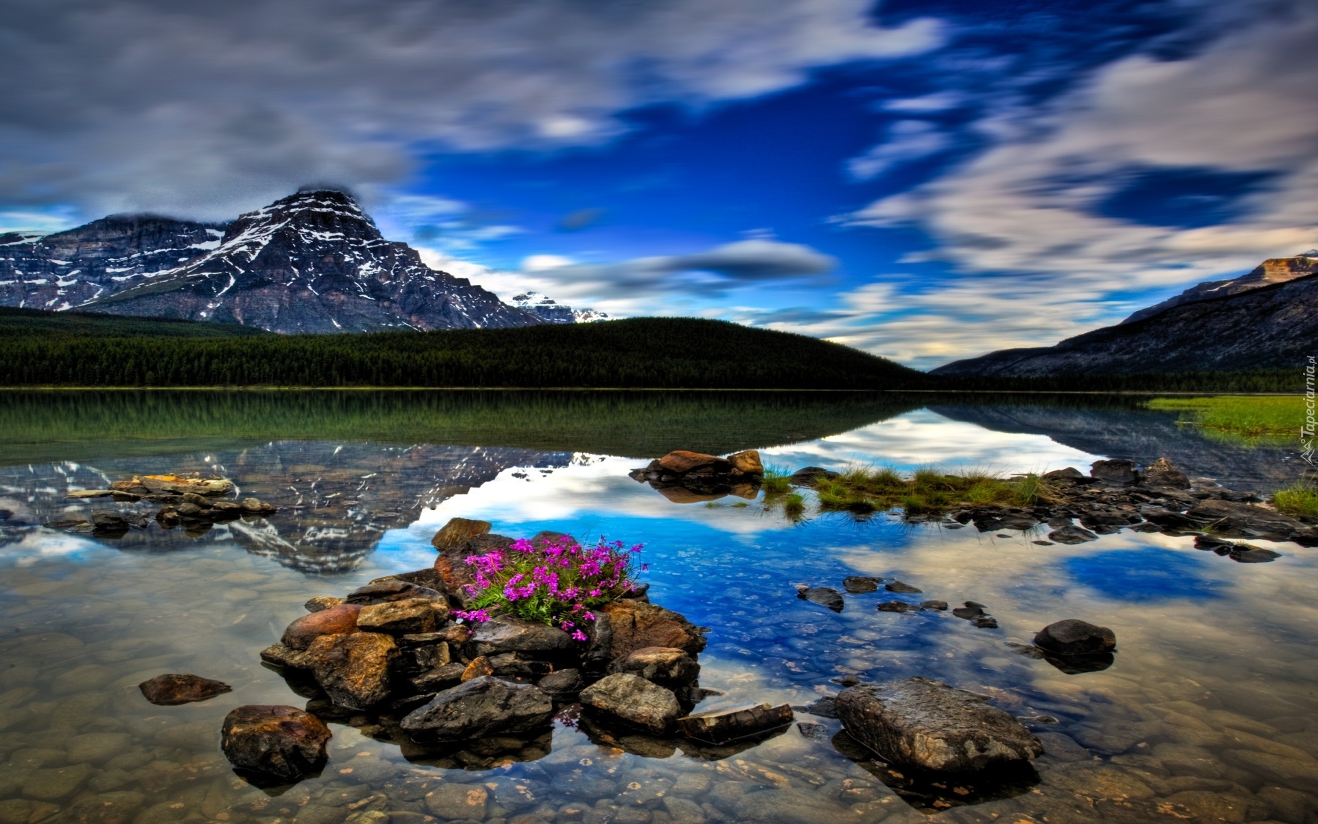 Kanada, Prowincja Alberta, Park Narodowy Banff, Jezioro, Kamienie, Góry