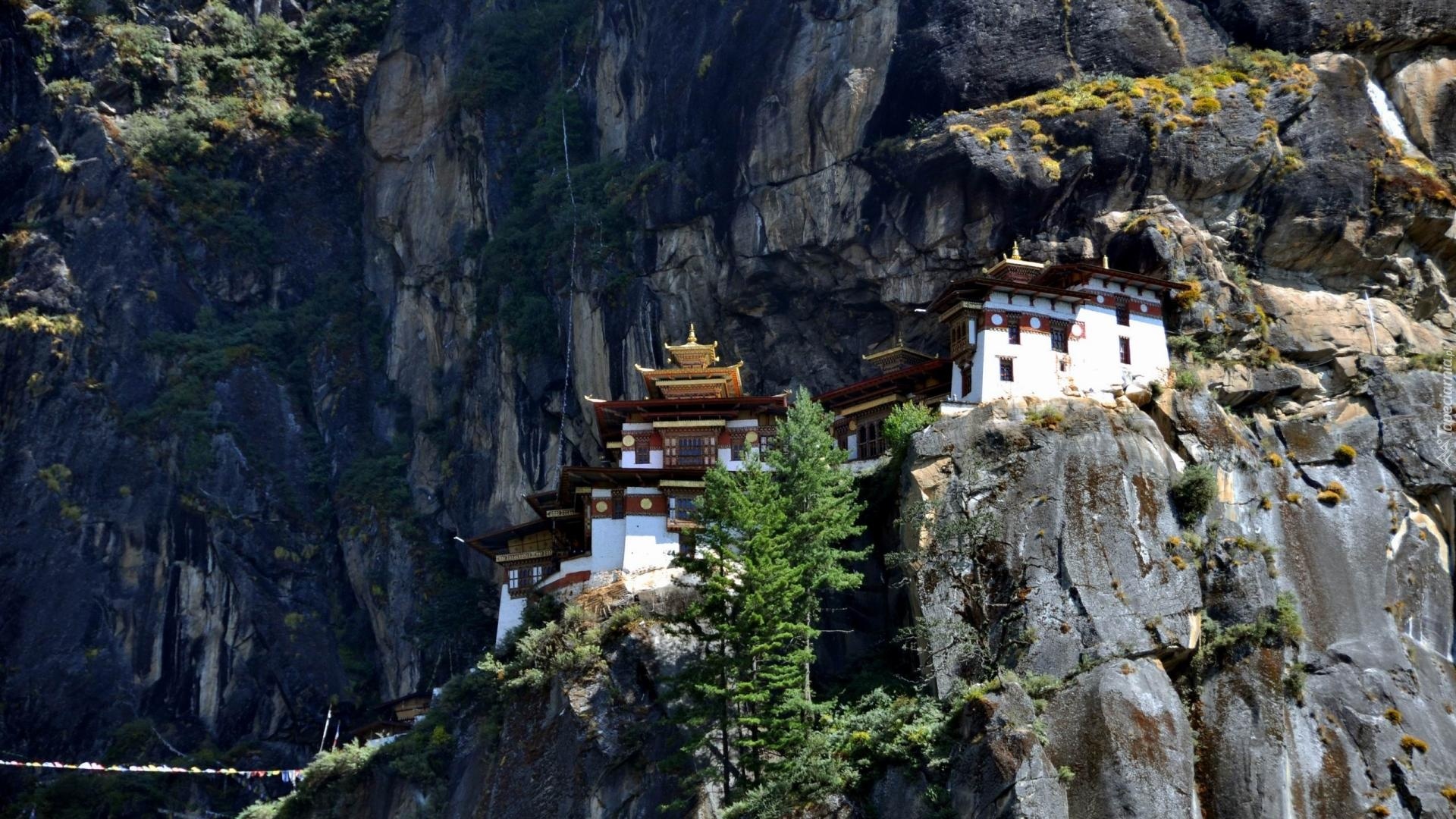 Świątynia, Paro Taktsang, Skały, Bhutan, Azja