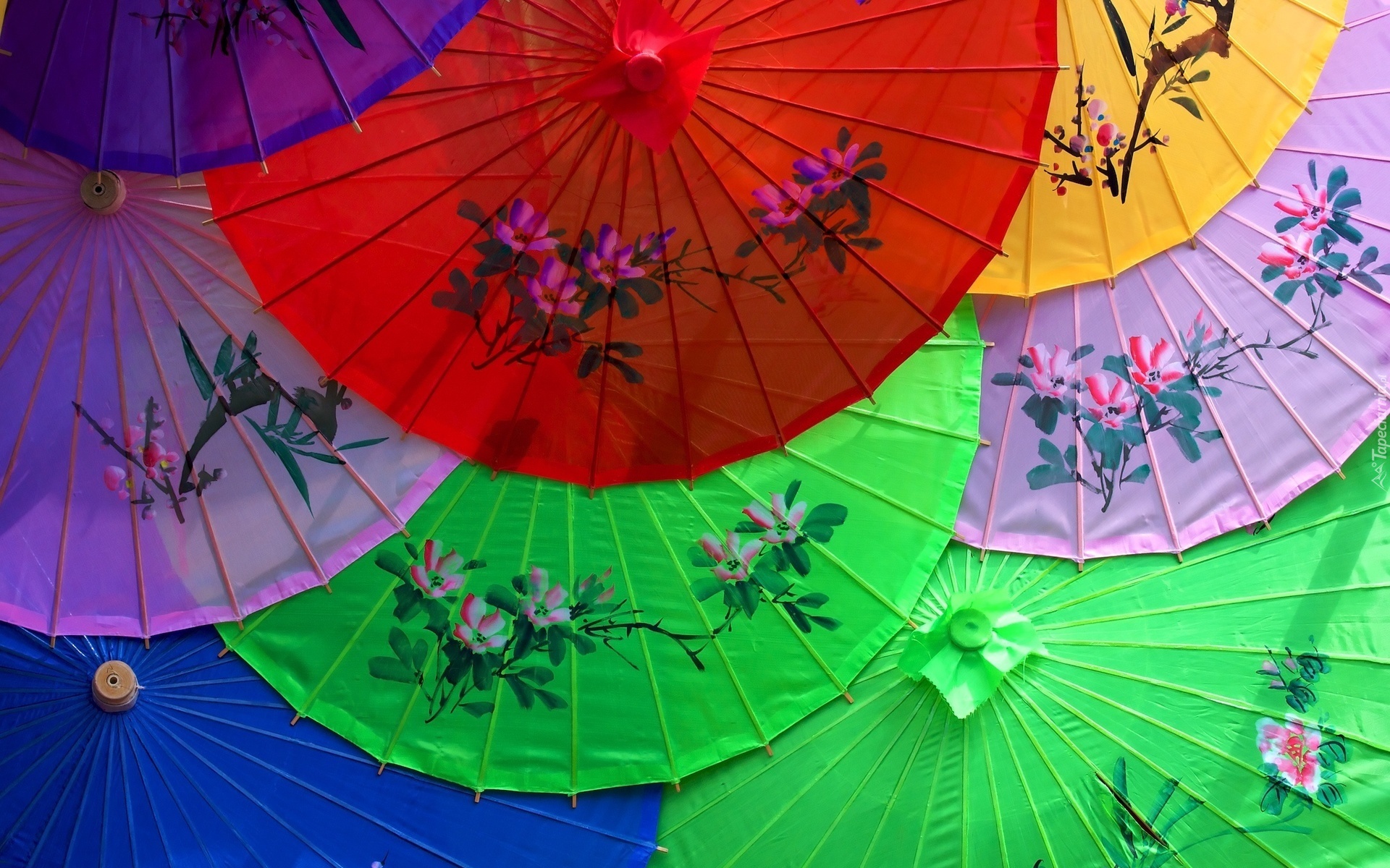 Japońskie, Parasolki, Kolorowe, Kwiatuszki