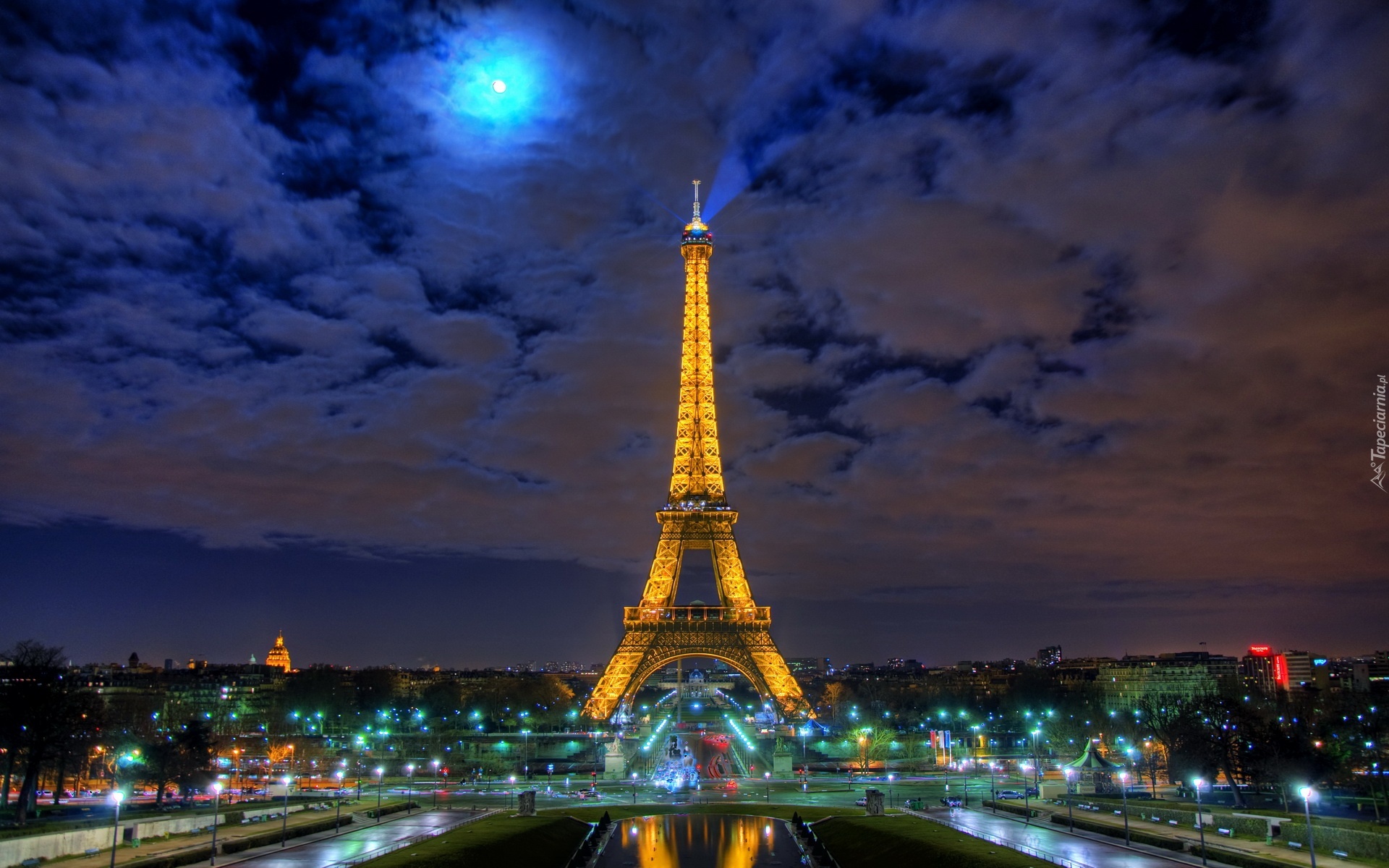 Wieża Eiffla, Noc, Paryż