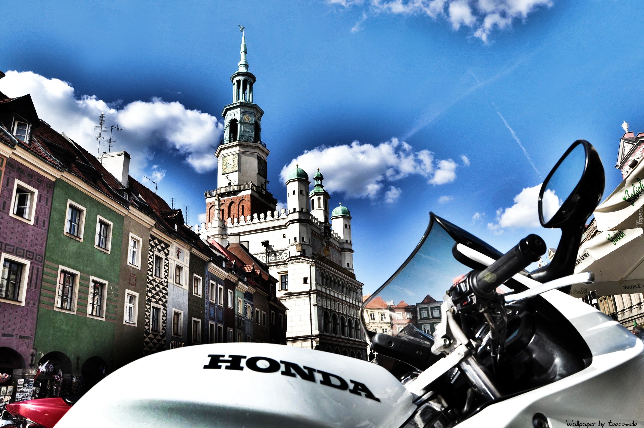 Ratusz, Poznań, Stary, Rynek, Honda, Motocykl