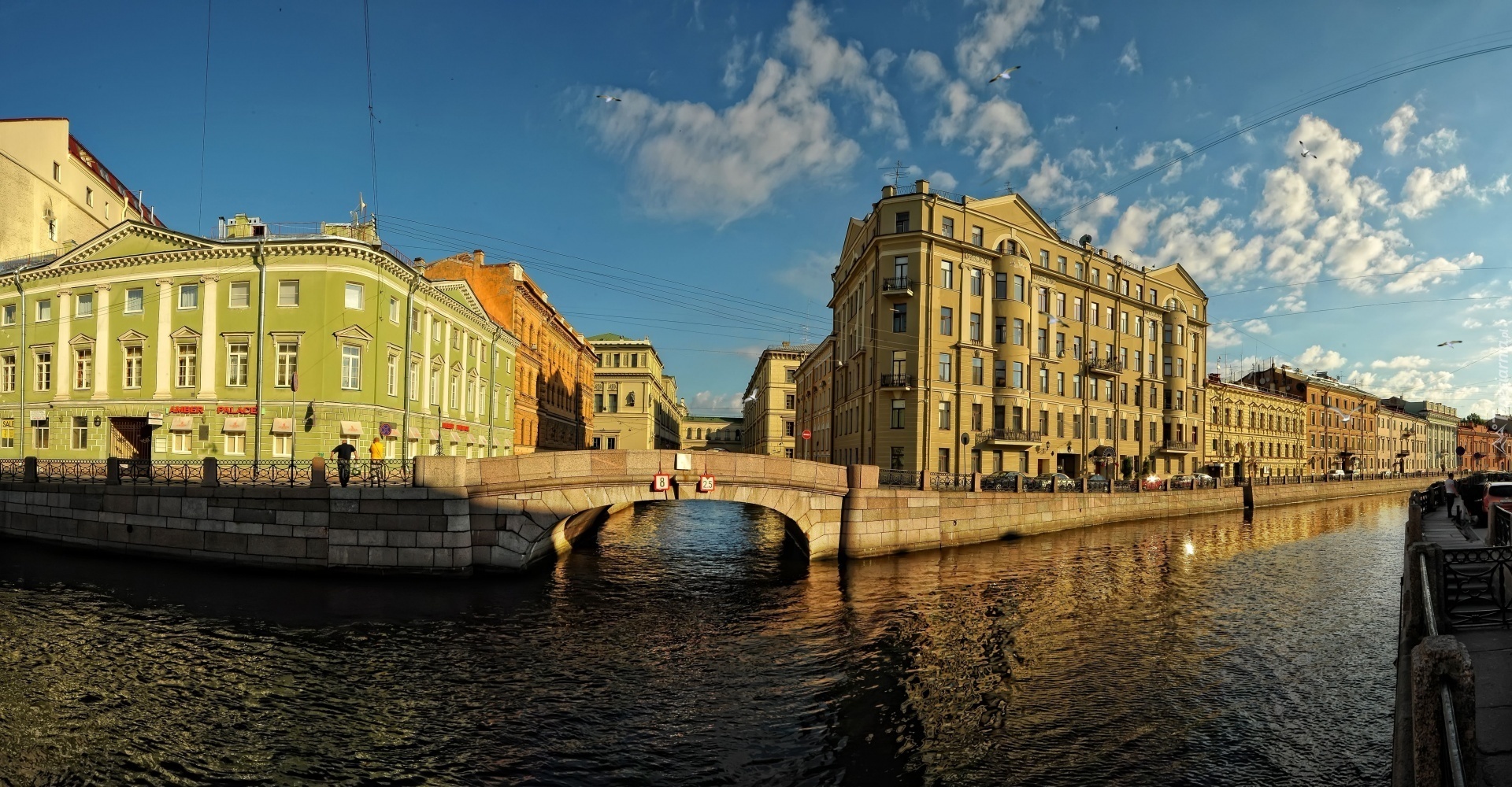 Domy, Most, Kanał, St.Petersburg, Rosja