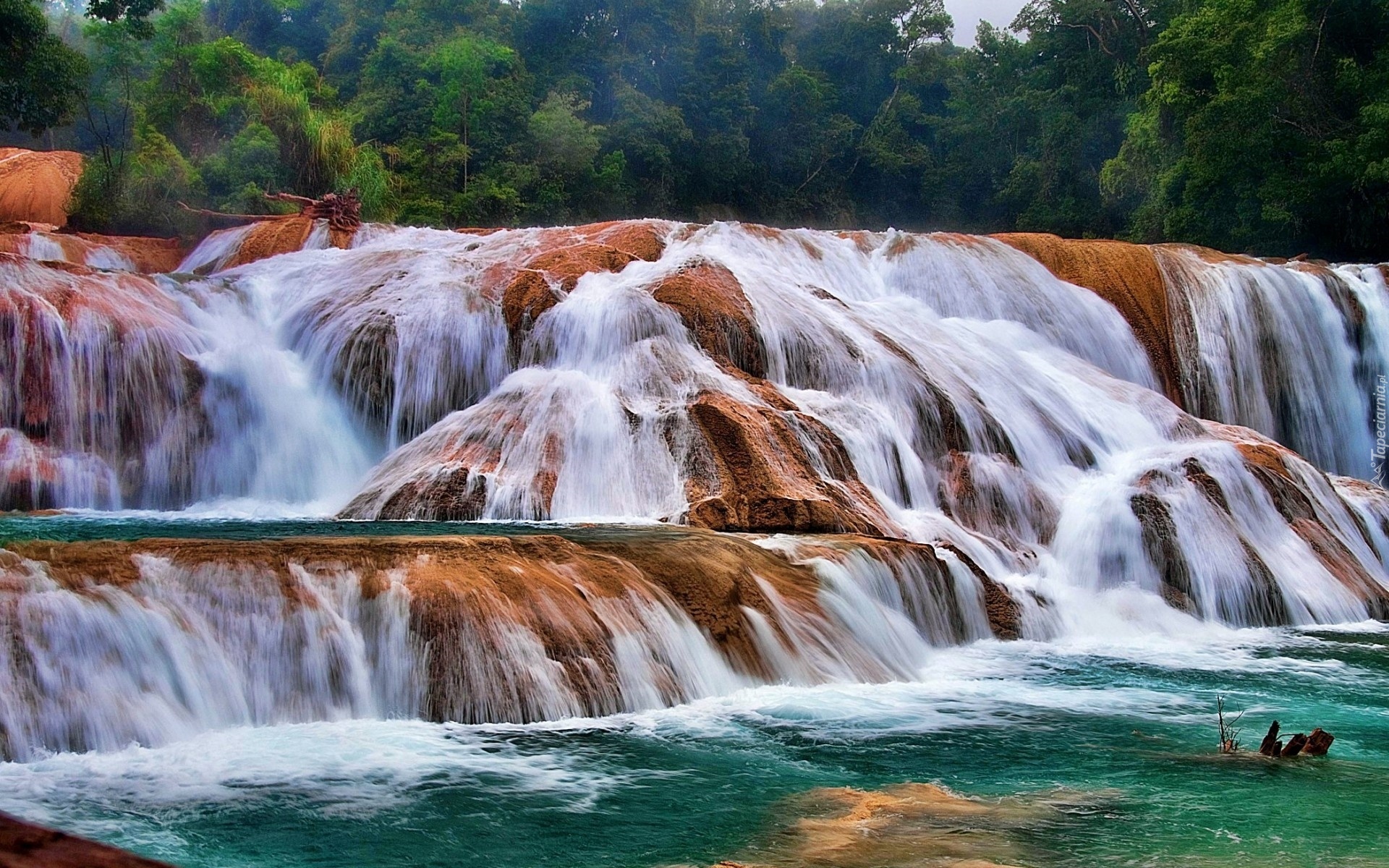 Wodospad, Agua Azul, Chiapas, Meksyk