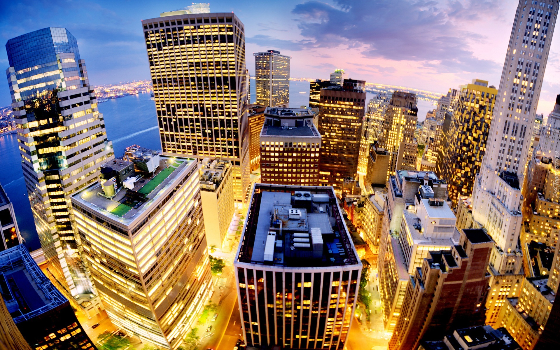 Manhattan, Nowy, Jork, Panorama, Miasta