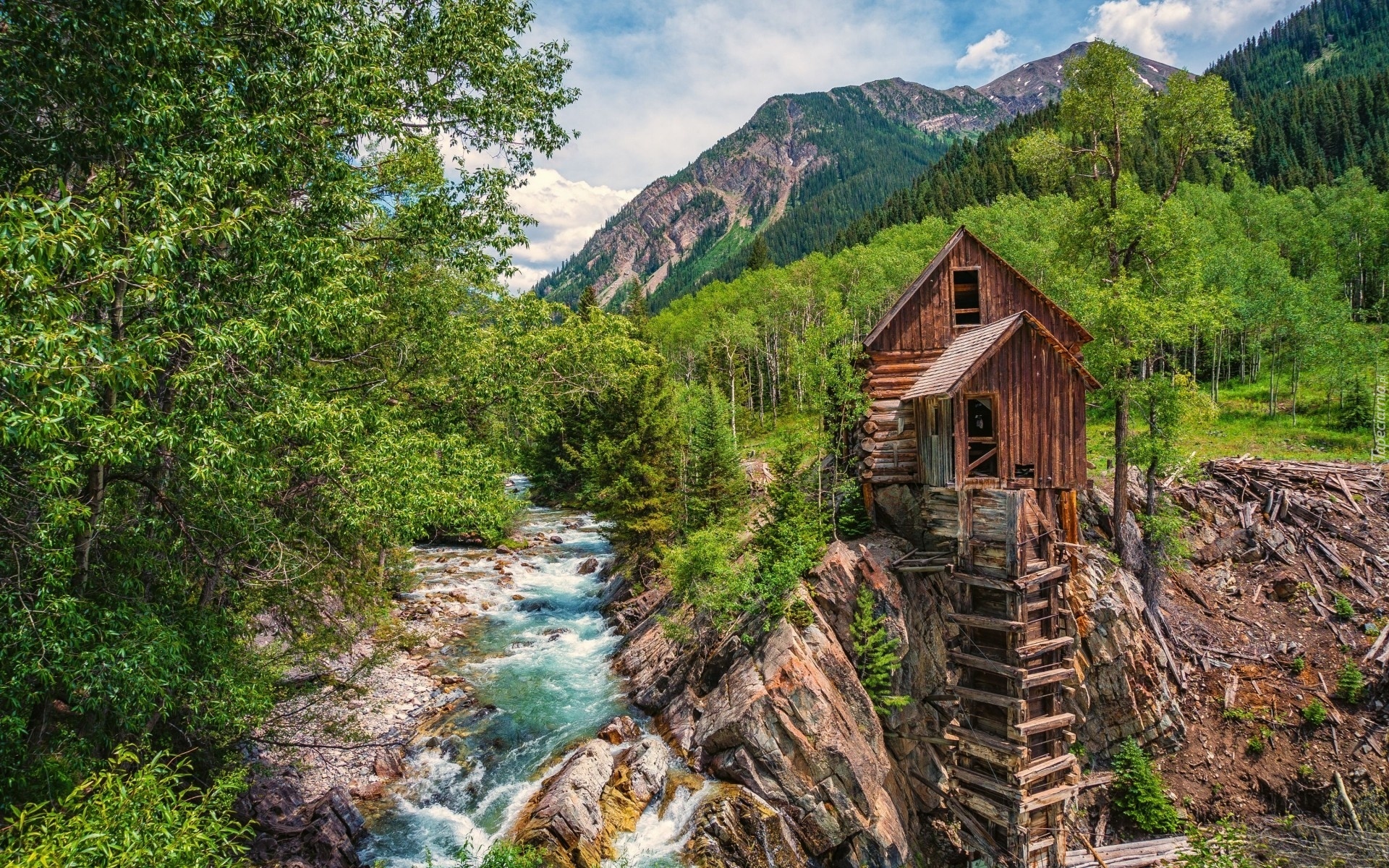 Crystal Mill, Colorado, Młyn, Rzeka, Góry