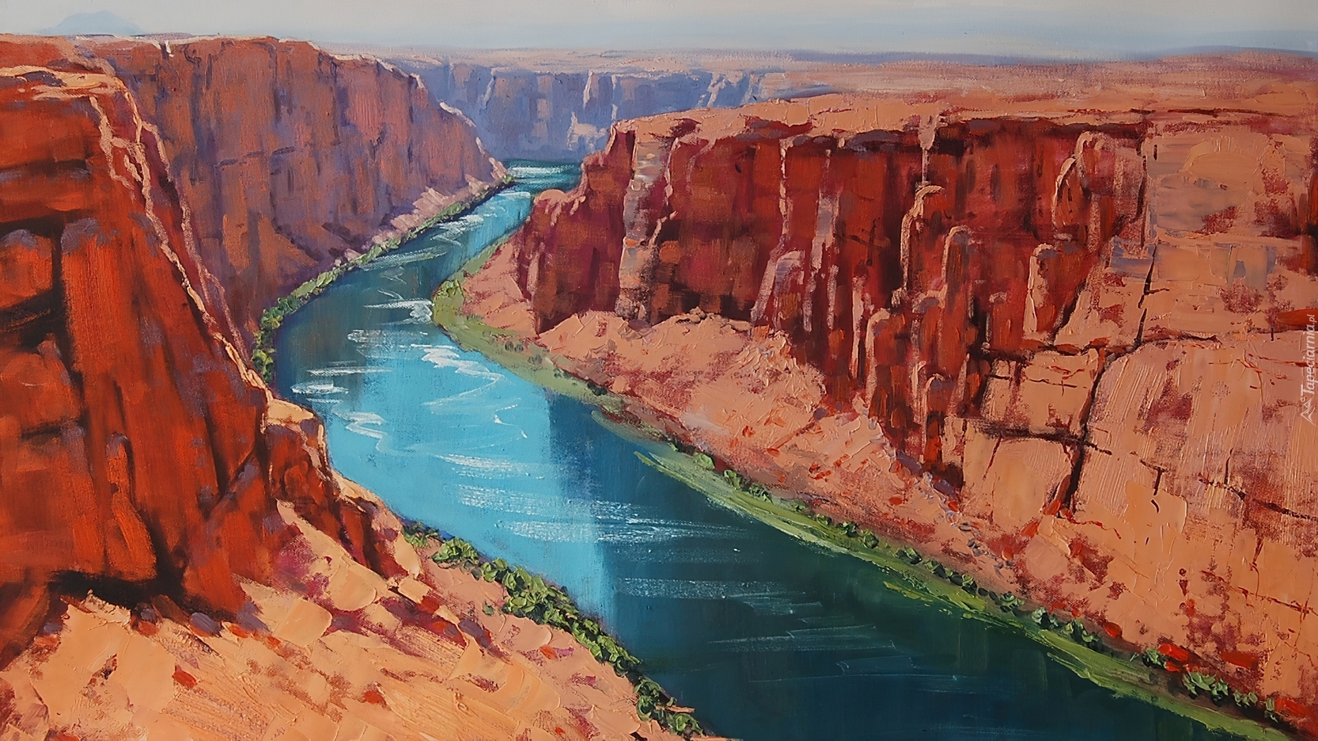 Malarstwo, Obraz, Stany Zjednoczone, Stan Arizona, Park Narodowy Wielkiego Kanionu, Kanion, Rzeka Kolorado