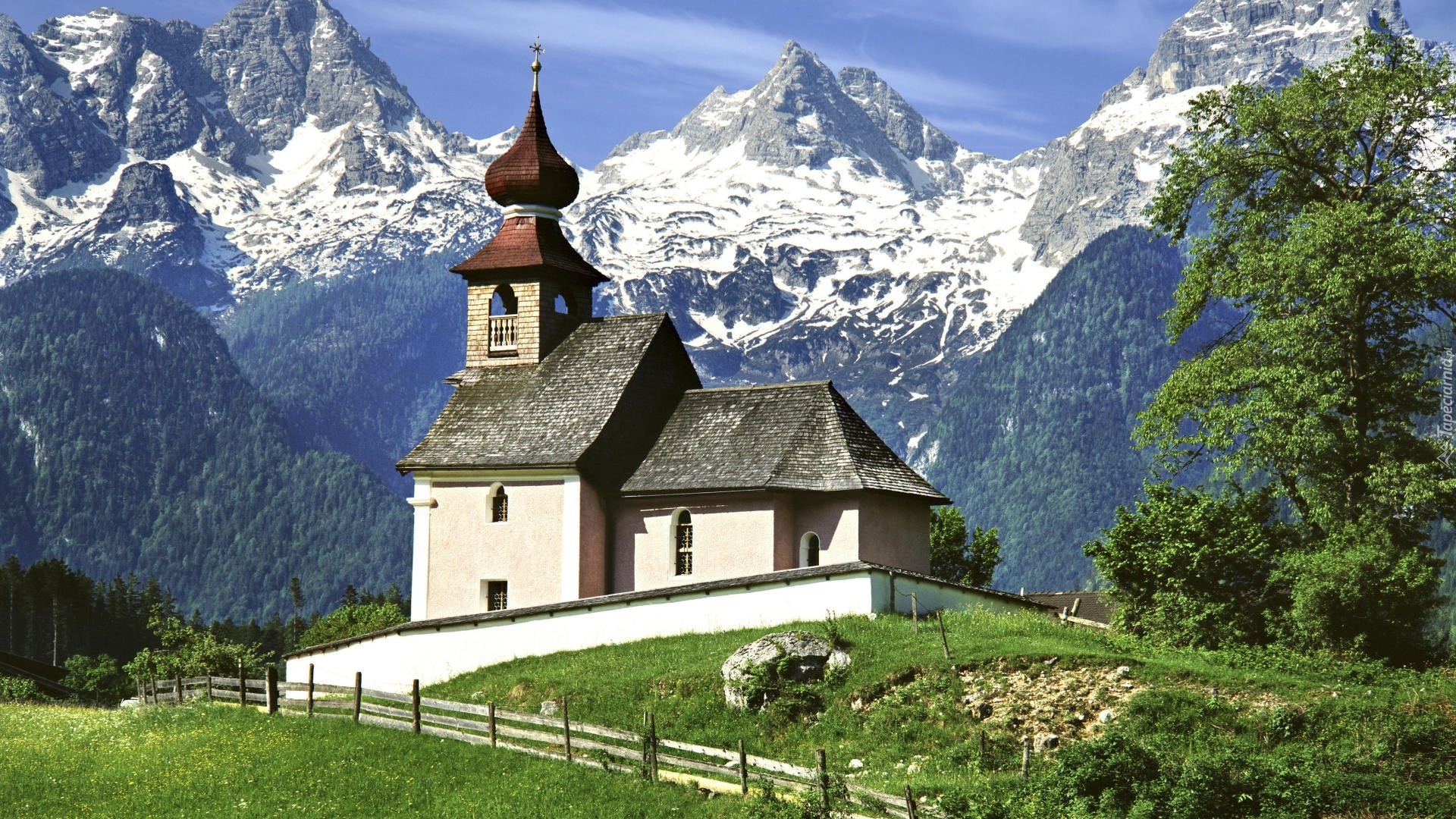 Austria, Góry, Cerkiew, Drzewo, Drewniany, Płot