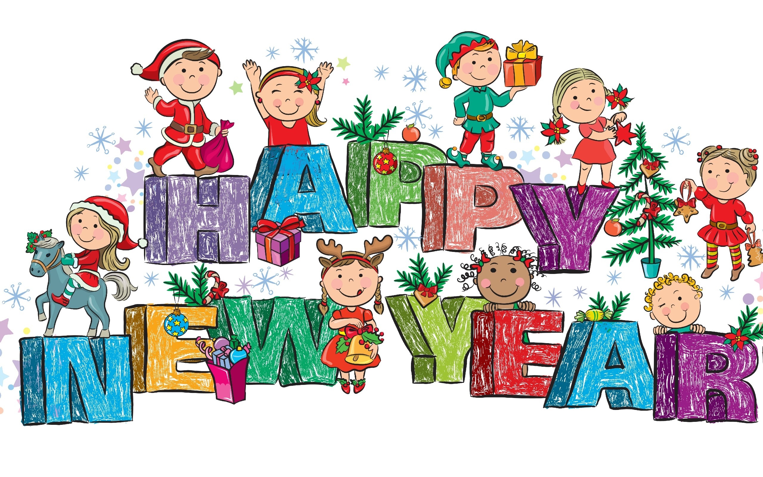 Szczęśliwego, Nowego, Roku, Grafika, Dla, Dzieci