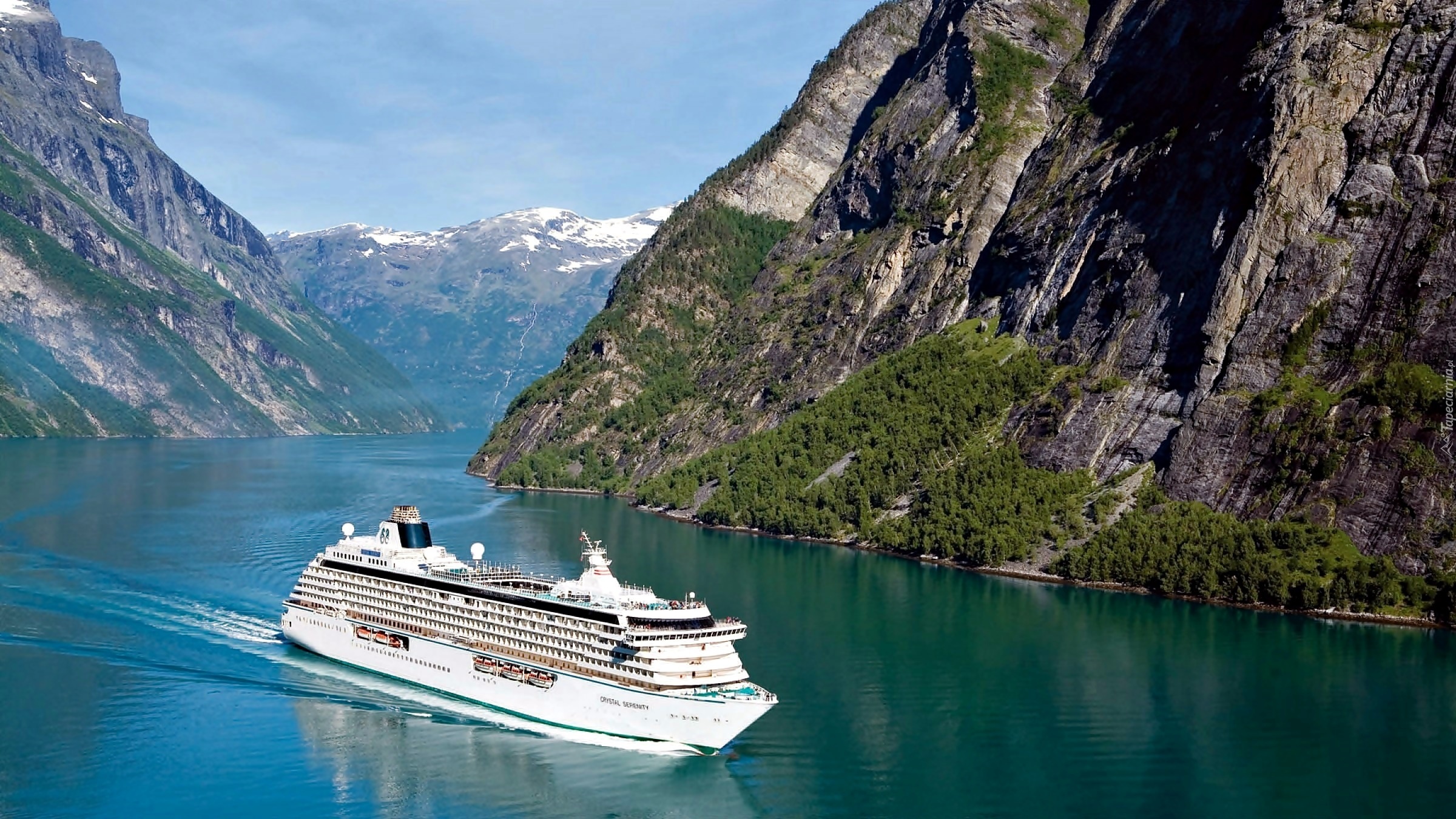 Norwegia, Góry, Fiord Geirangerfjorden, Statek