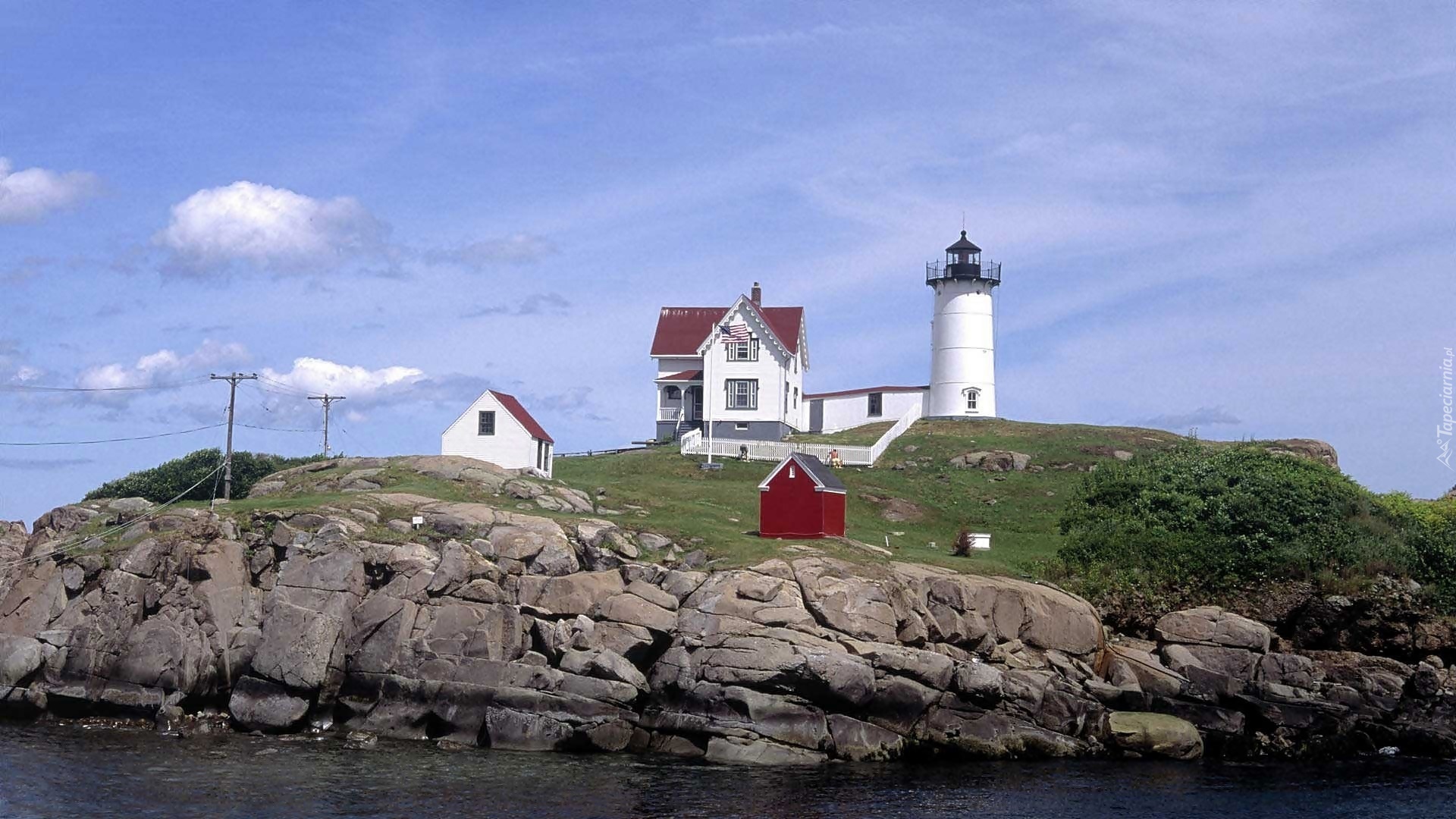Wybrzeże, Atlantyckie, Maine, Latarnia, Morska