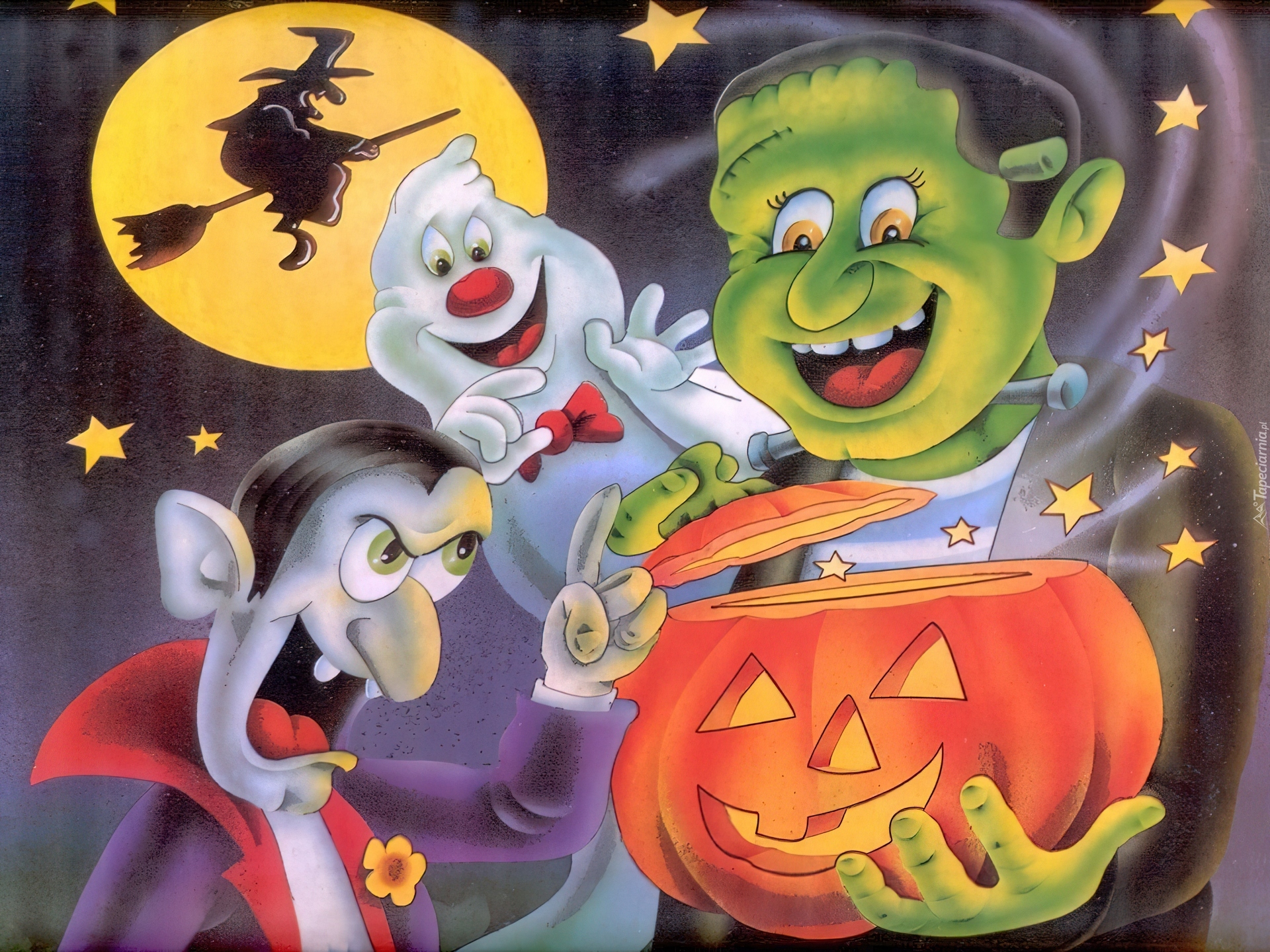 Halloween,dynia , baba jaga na miotle