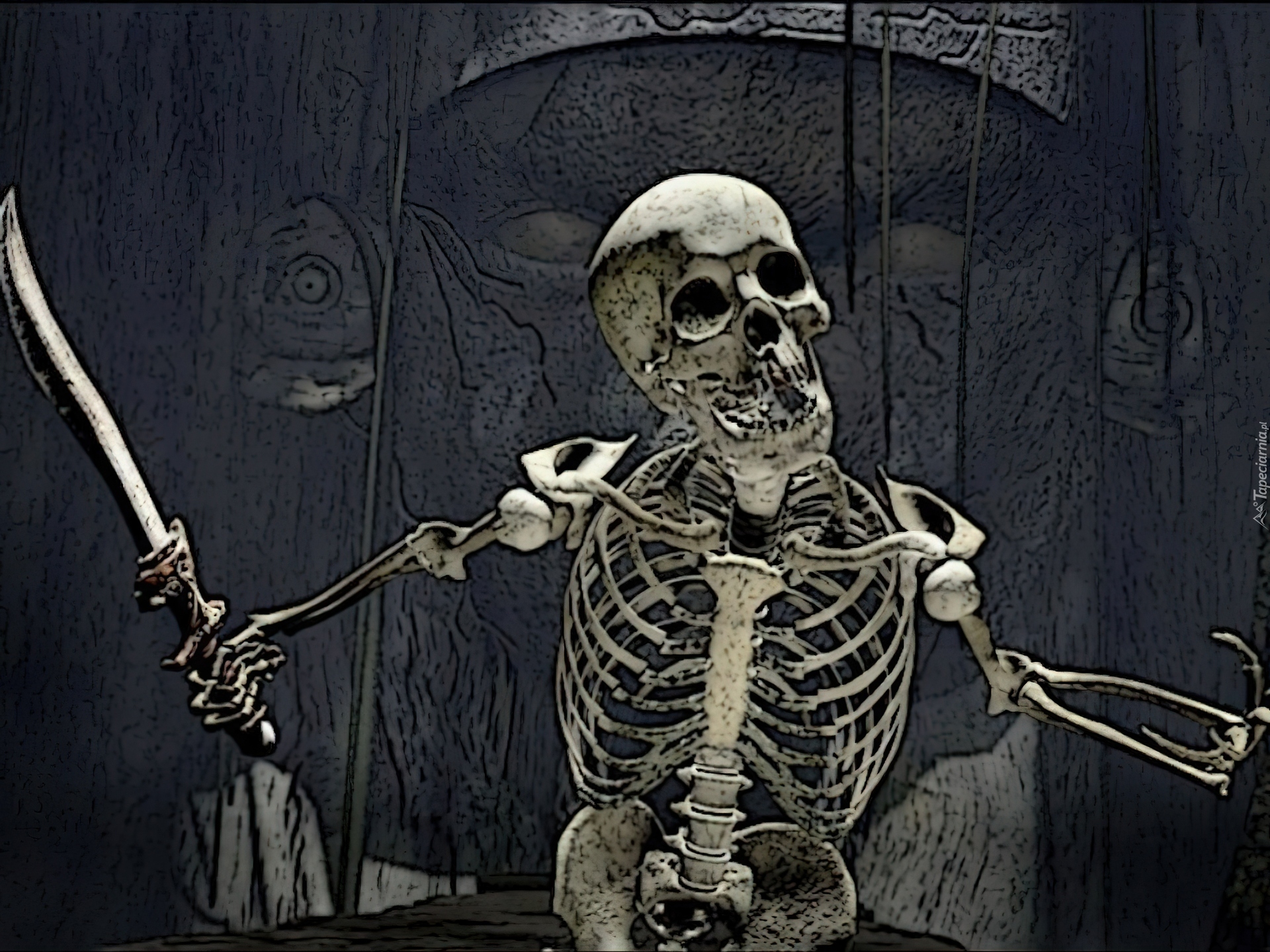 Halloween,szkielet z szablą