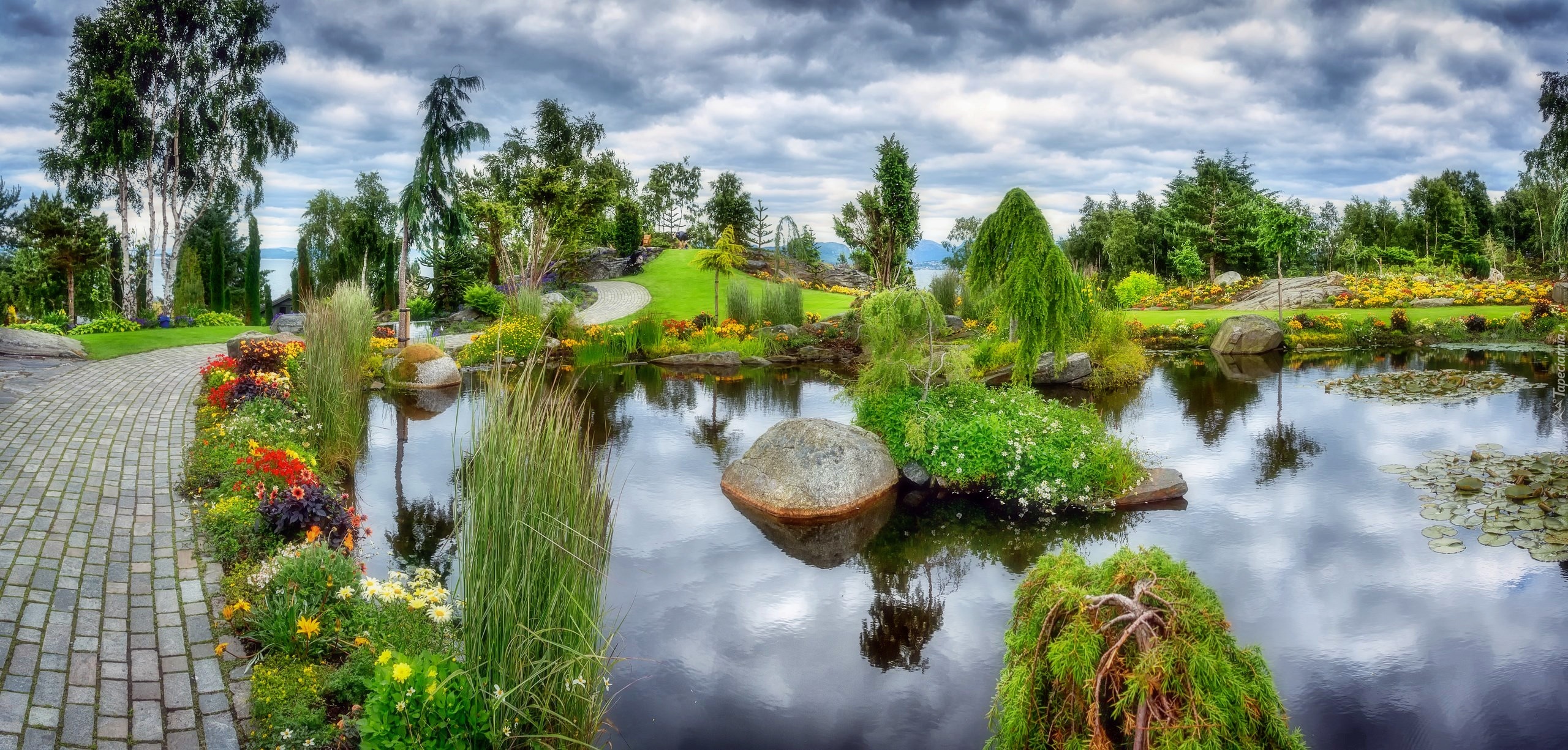 Park, Ogród, Staw, Zieleń