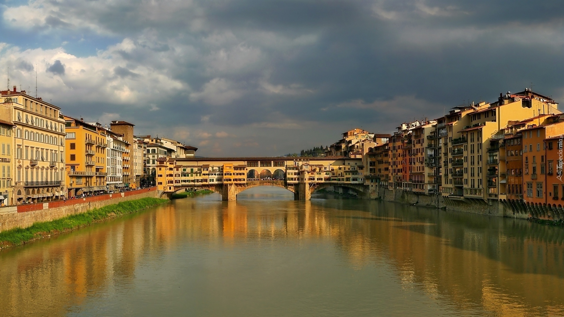 Florencja, Most, Ponte Vecchio, Rzeka, Odbicie