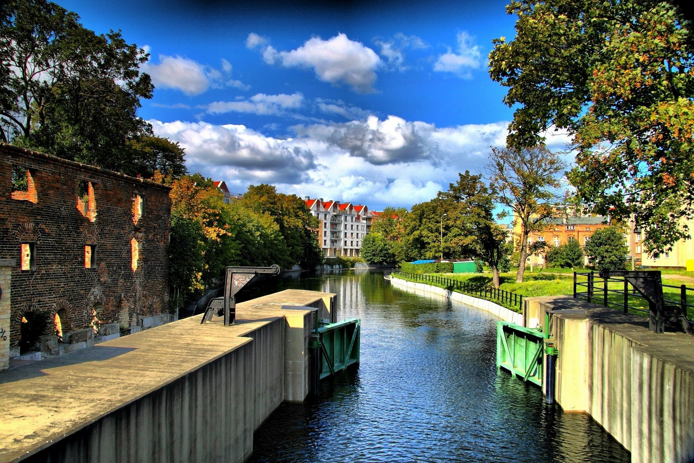 Panorama, Gdańska, Motława, Śluza