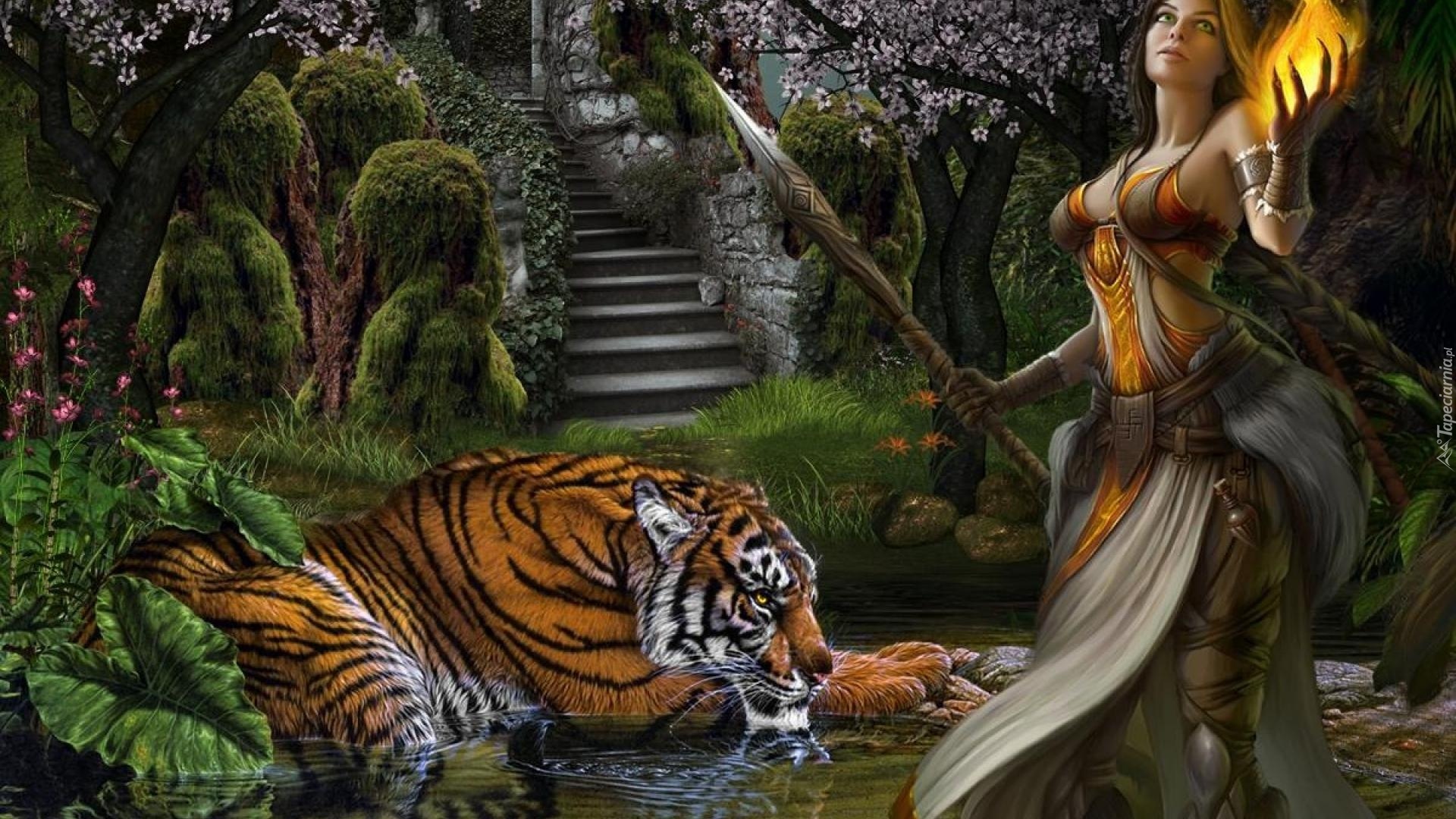 Kobieta, Tygrys, fantasy
