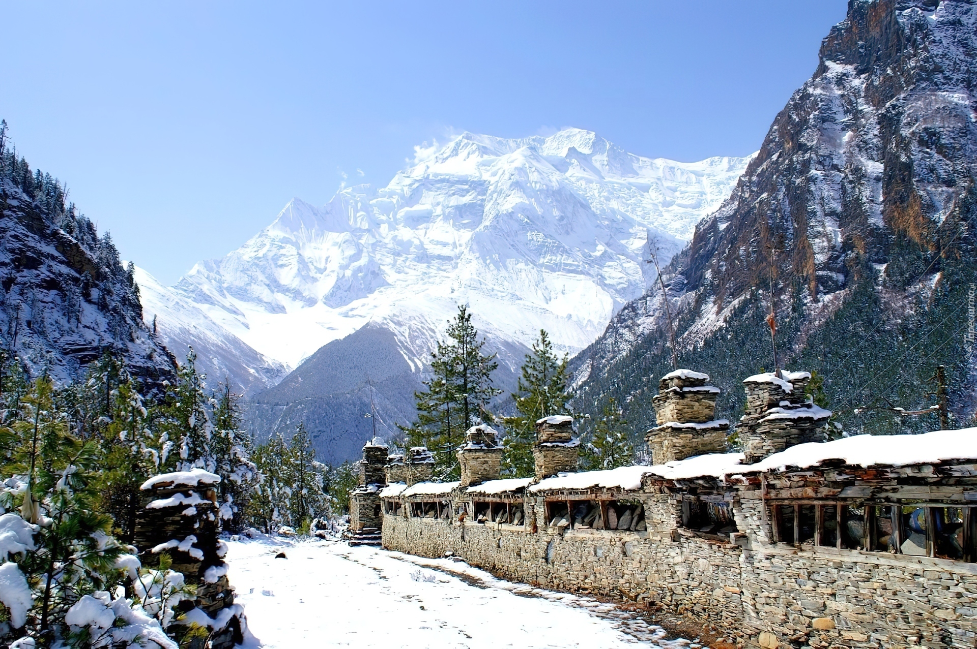 Góry, Śnieg, Płot, Nepal