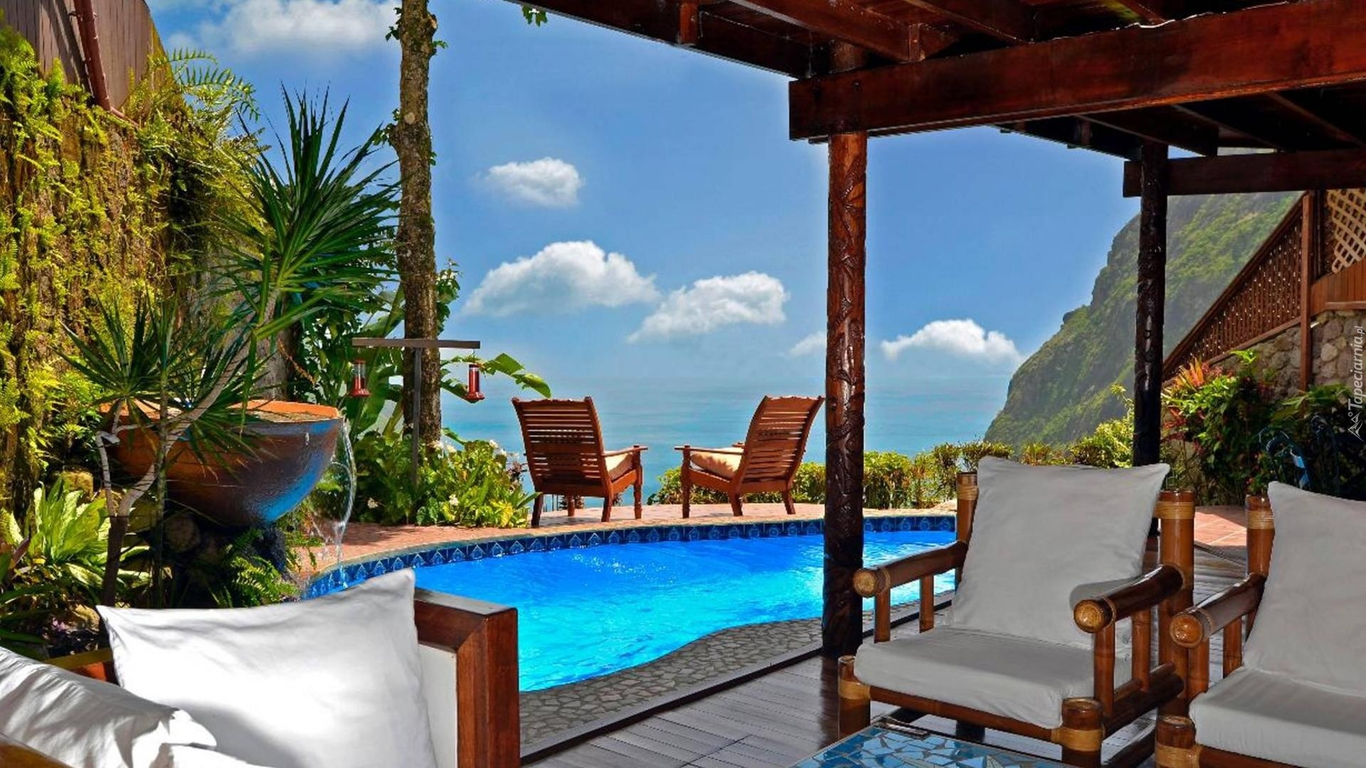 Hotel, Basen, Saint Lucia, Karaiby