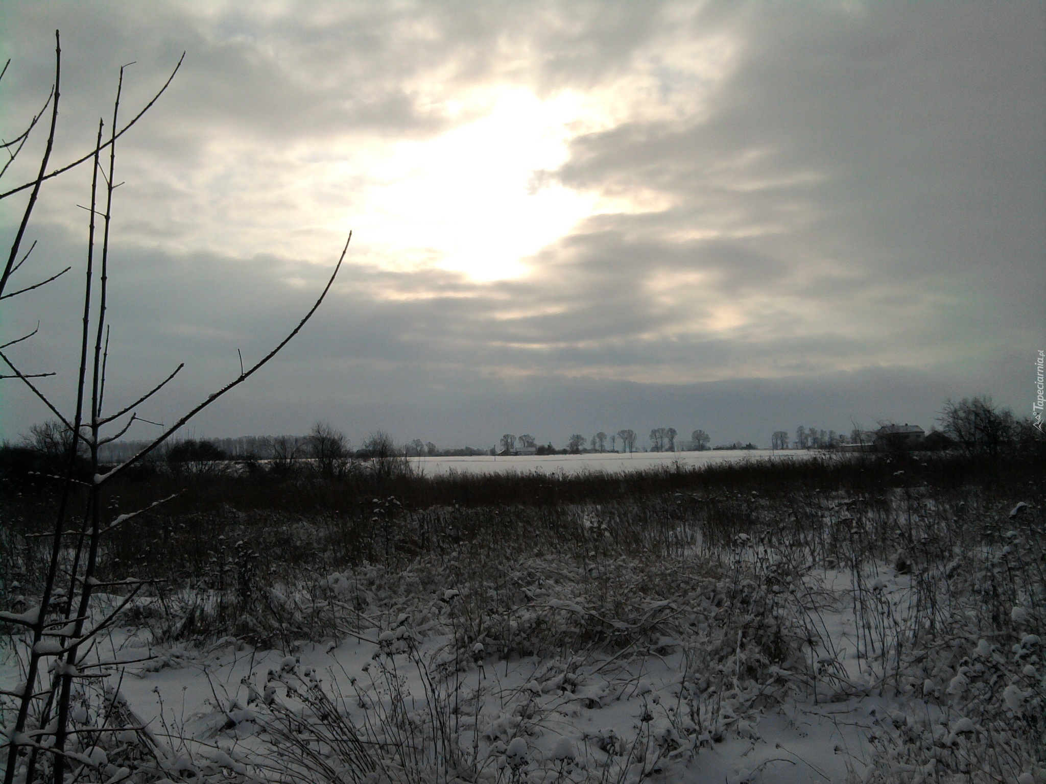 Zima, Śnieg, Przebijające Światło