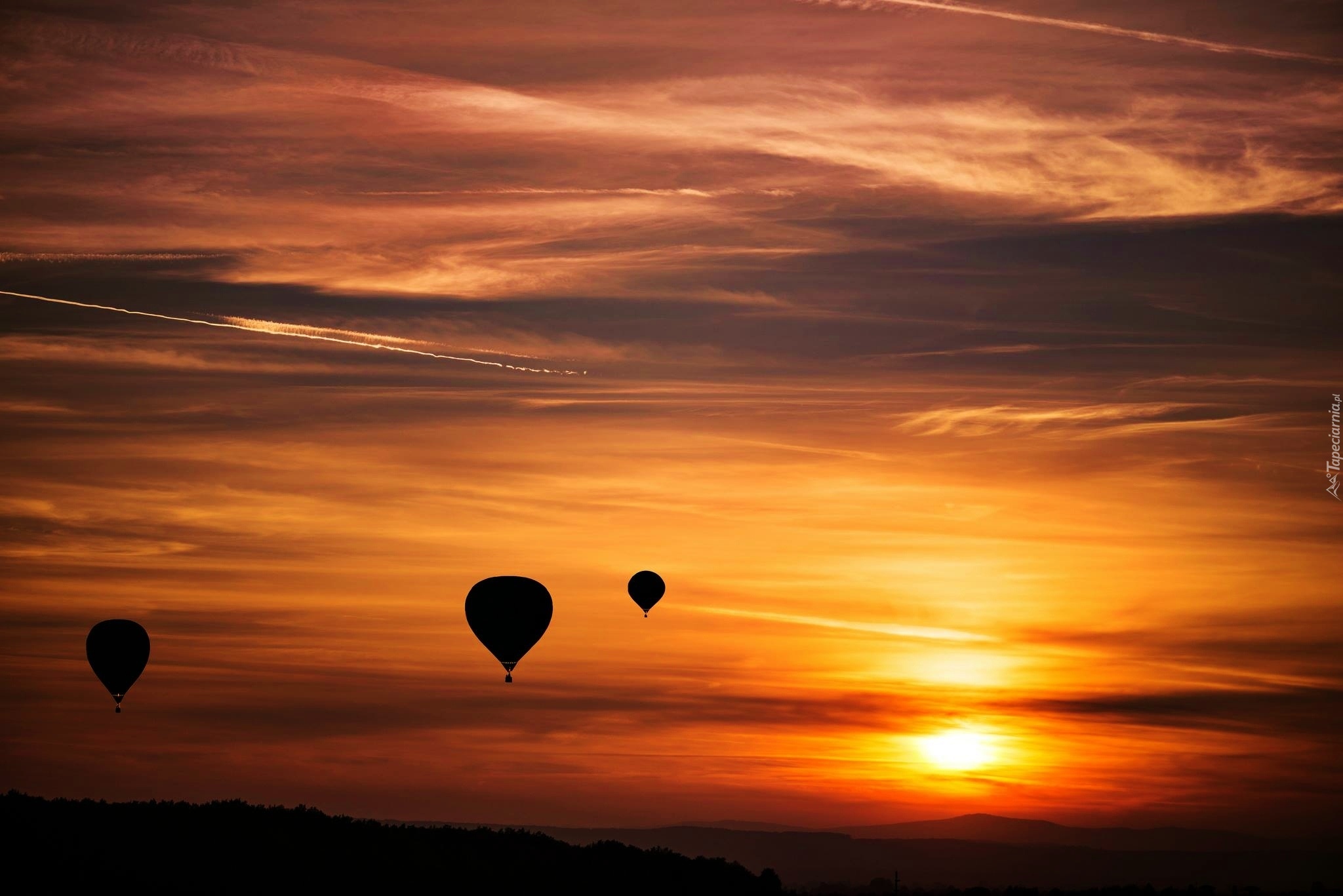 Zachód, Słońca, Balony