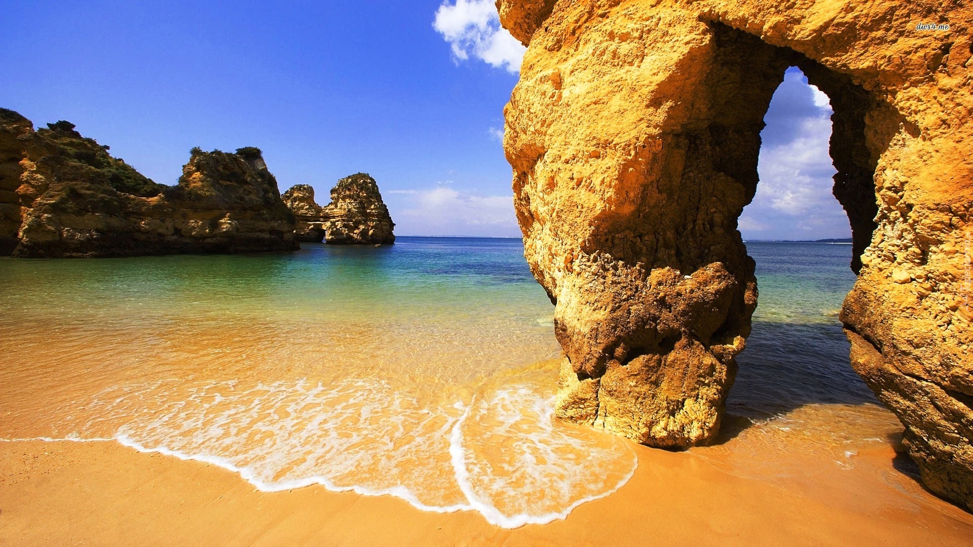 Morze, Skały, Algarve, Portugalia