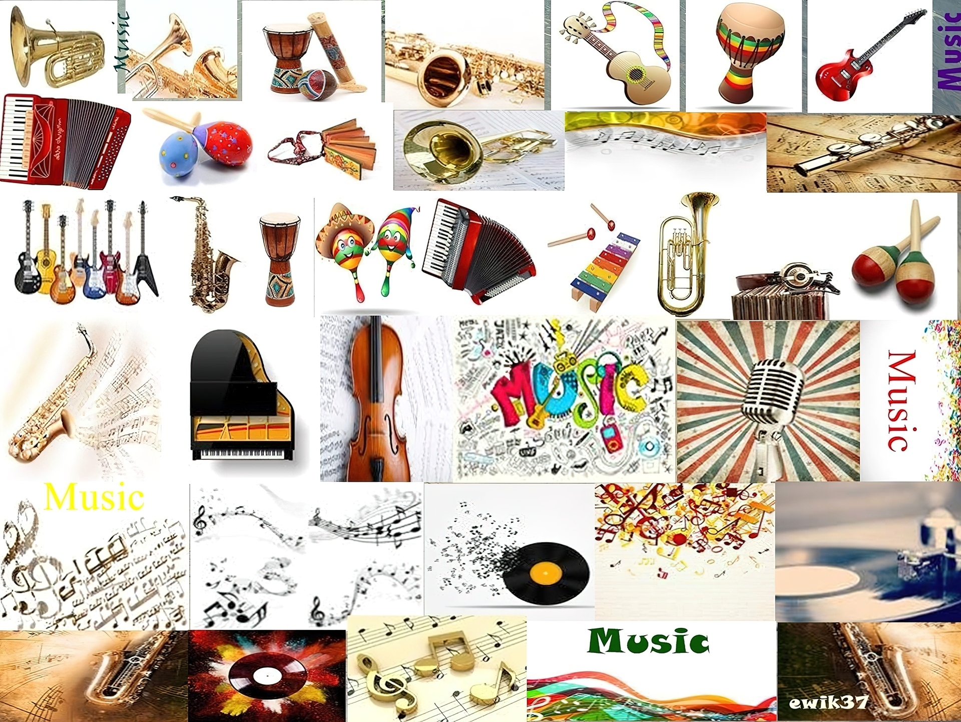 Różne, Instrumenty, Klucze, Muzyczne, Nuty, Napisy
