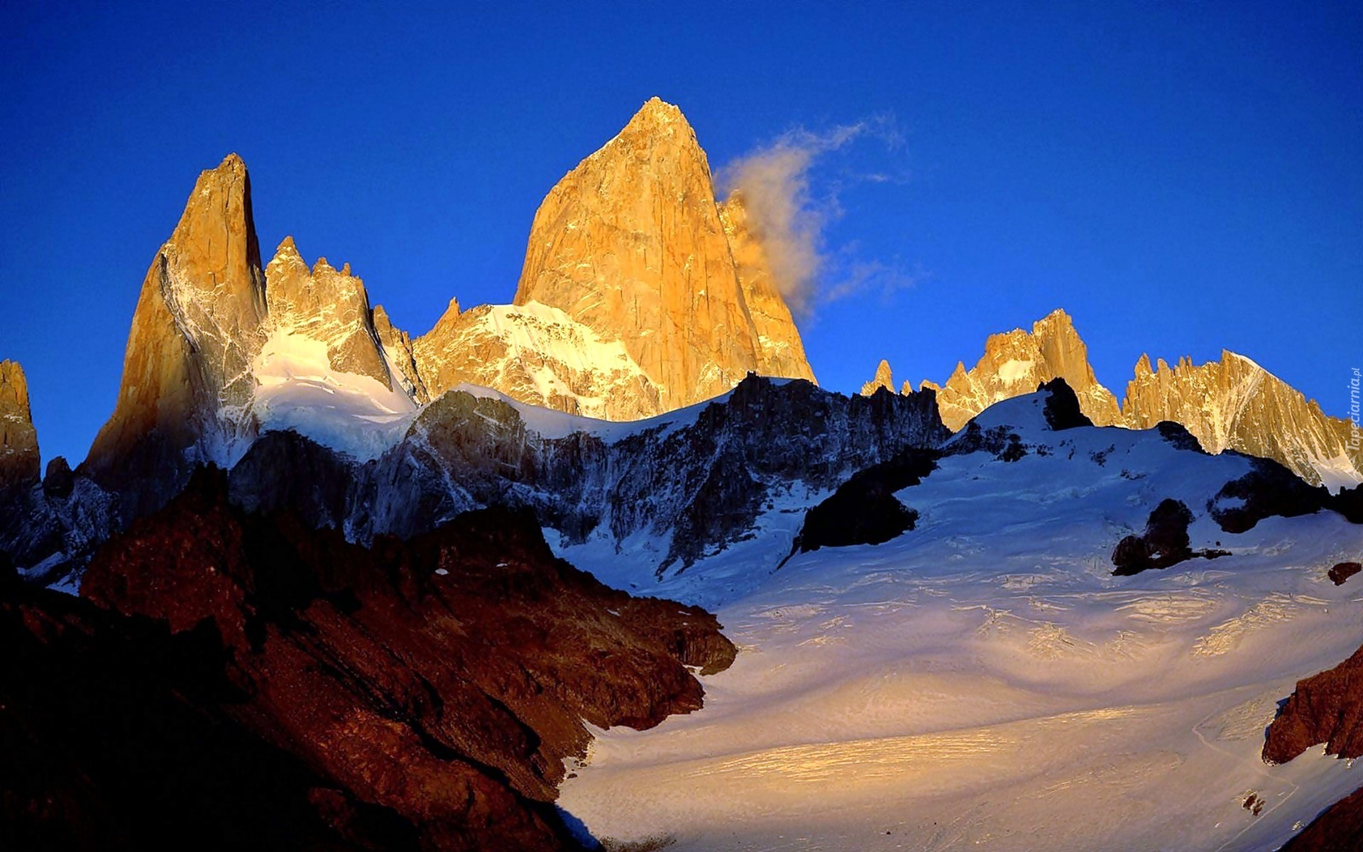 Zima, Góry, Szczyt, Fitz, Roy, Patagonia