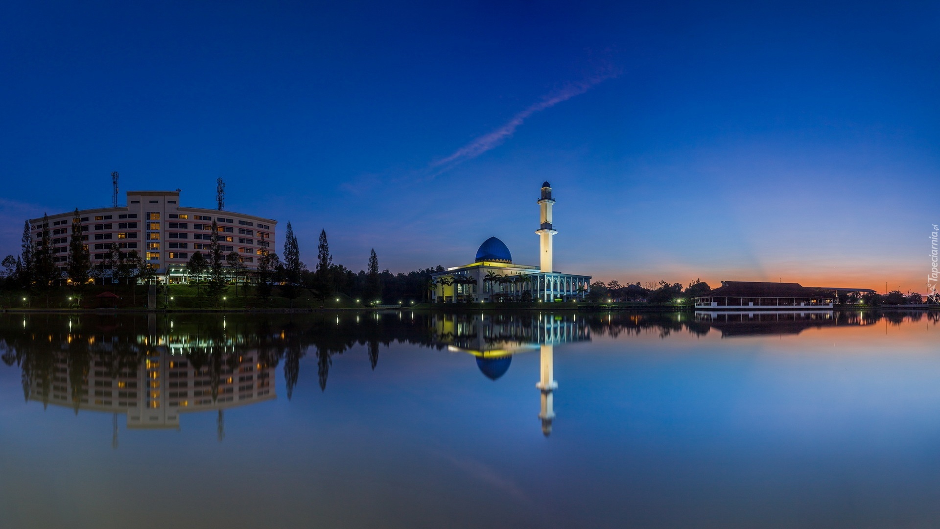 Malezja, Masjid, Meczet, Woda, Odbicie