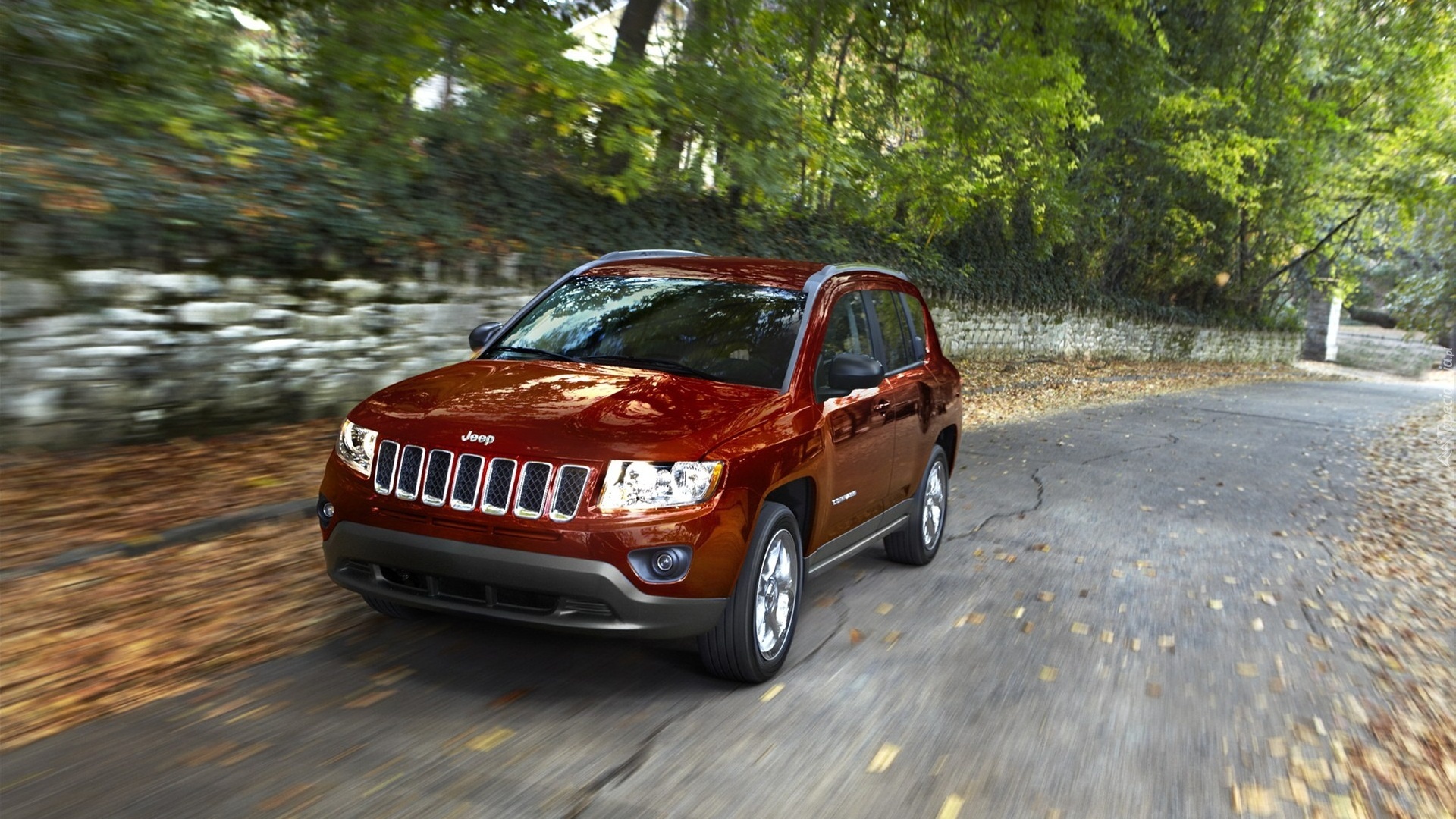 Czerwony, Samochód, Jeep, Compass