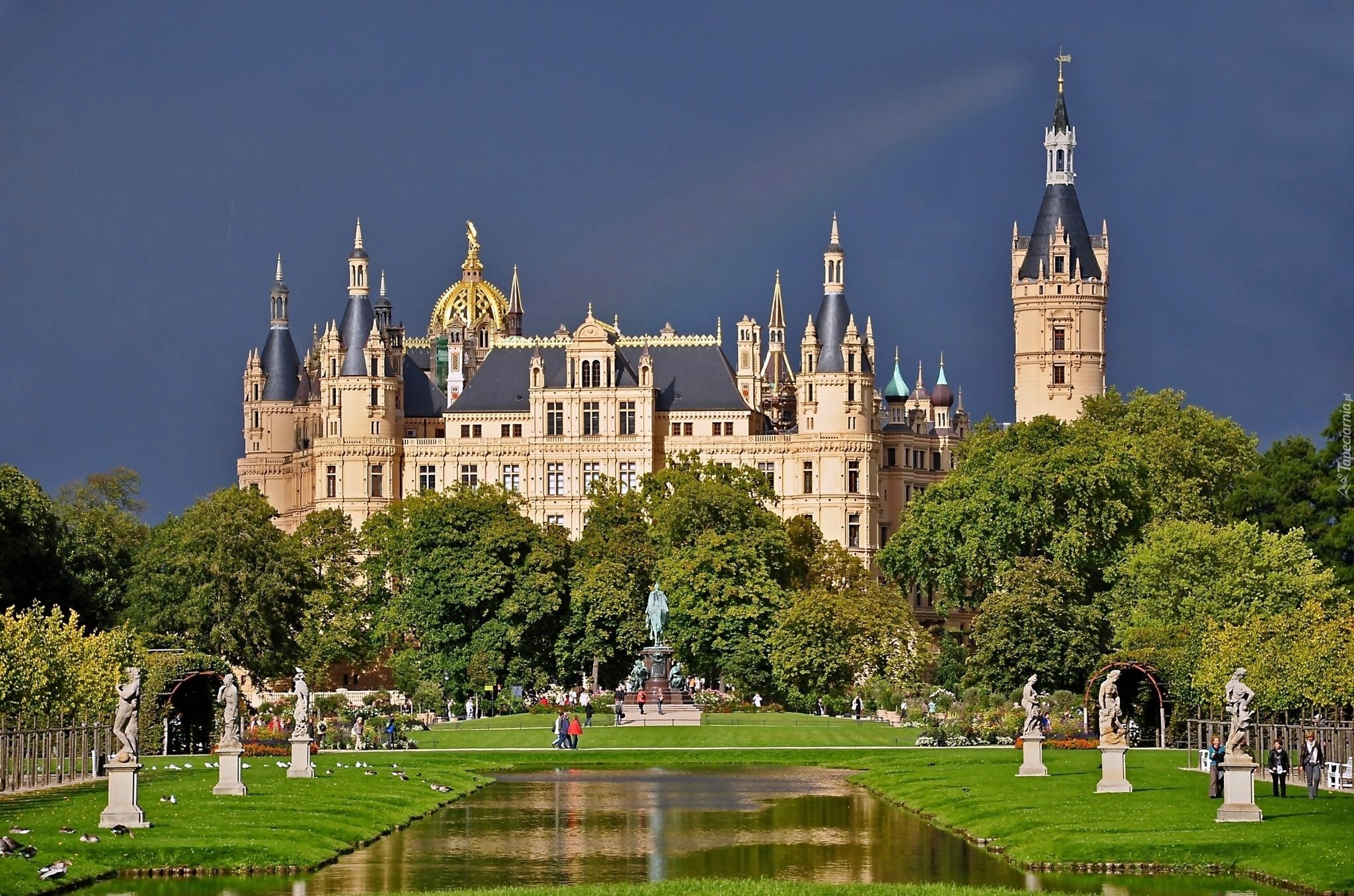 Badenia, Wirtembergia, Zamek, Hohenzollern, Park, Posągi