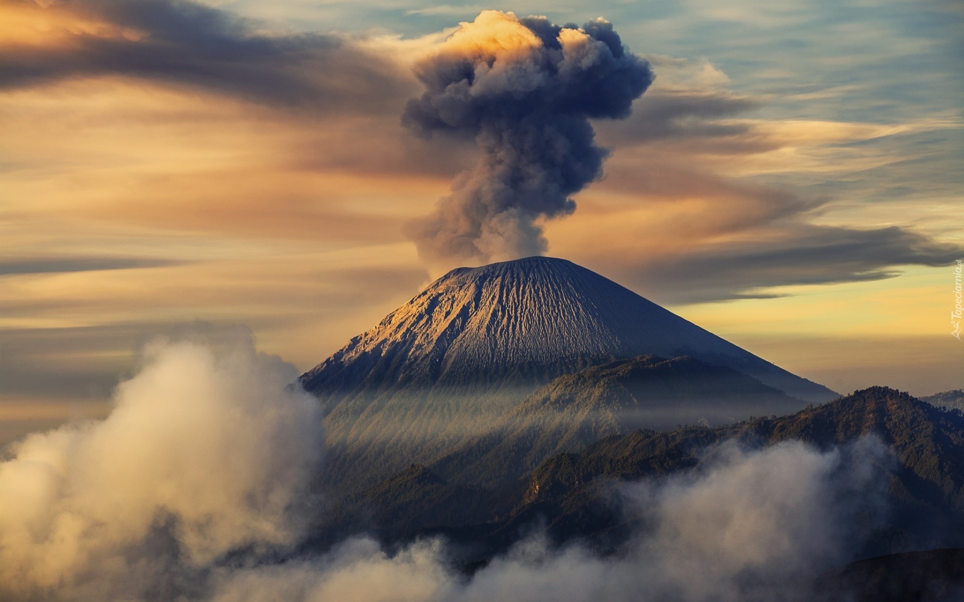 Wulkan, Góry, Semeru, Indonezja