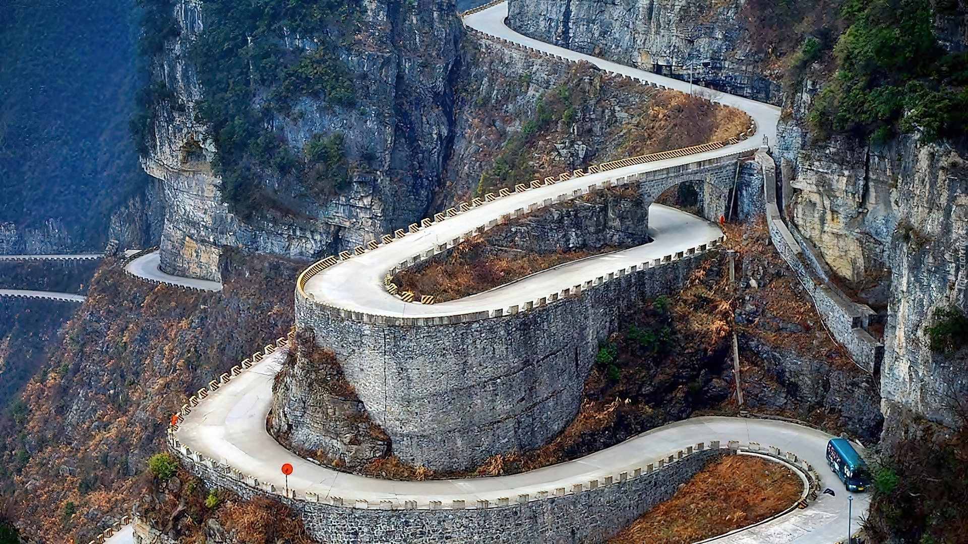 Park, Narodowy, Zhangjiajie, Góry, Serpentyna