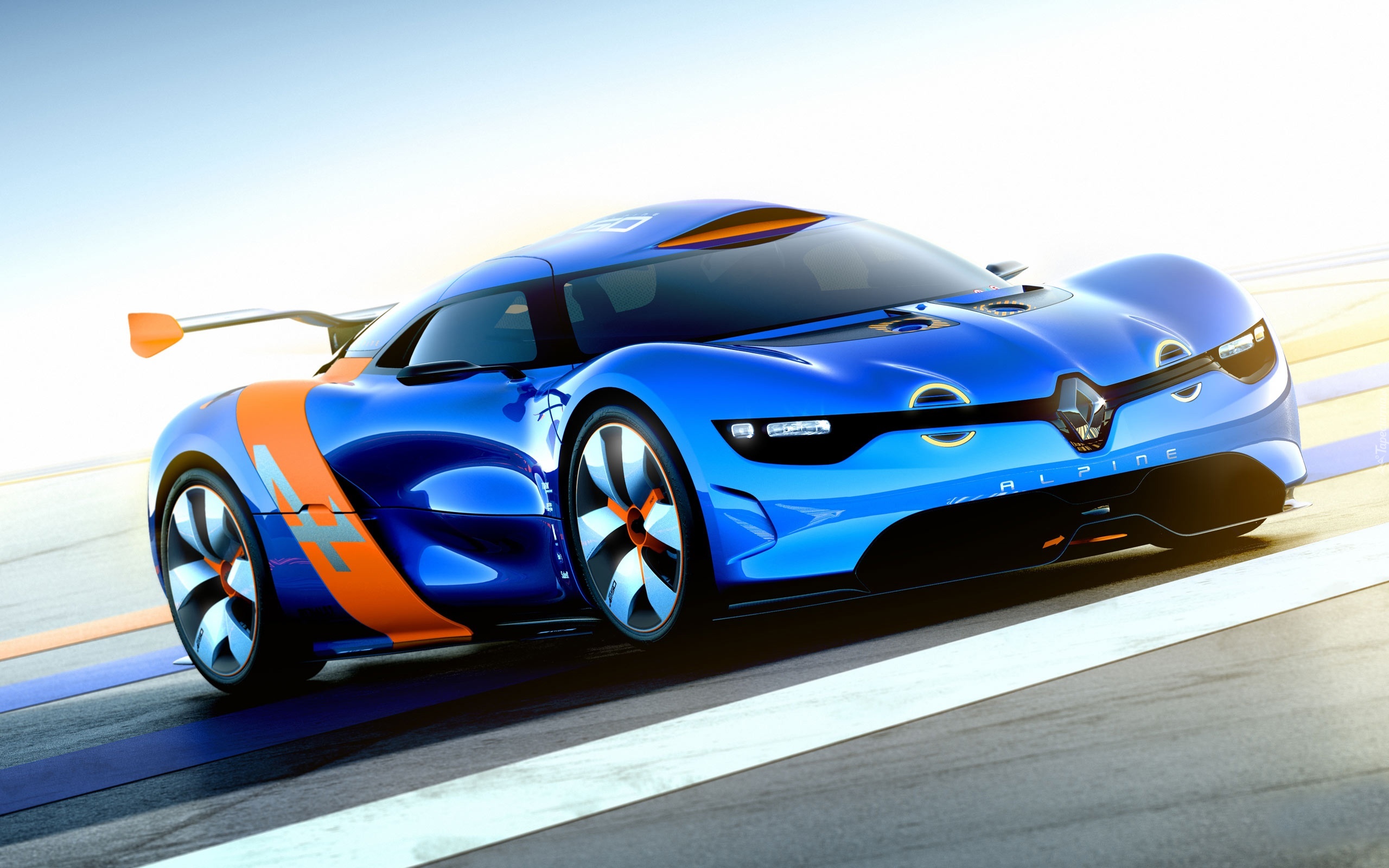 Niebieskie, Renault, Alpine, Droga, 3D