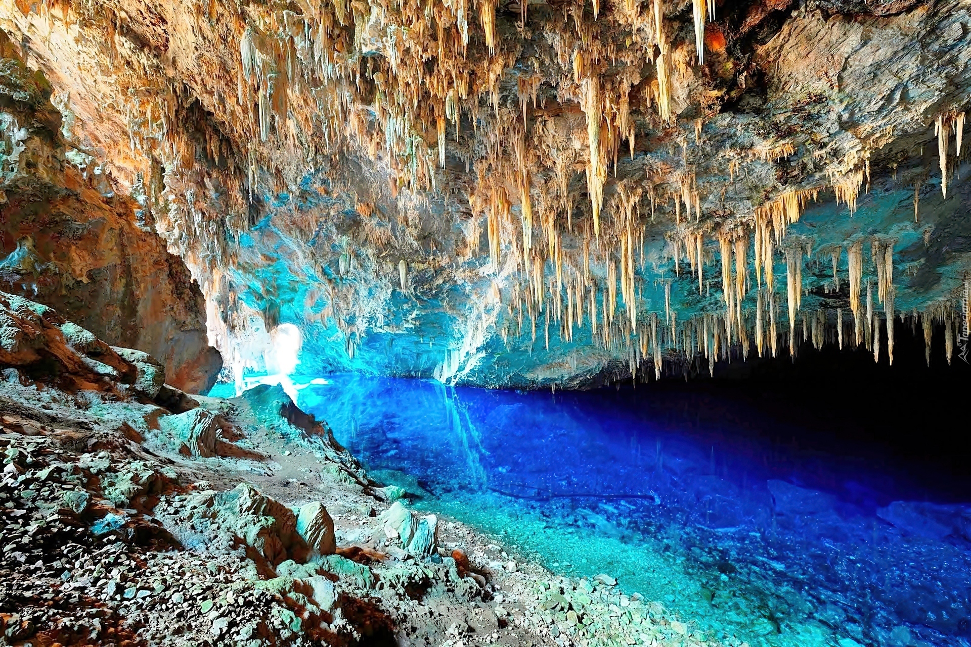 Bonito, Jaskinia, Blue, Lake, Cave, Jezioro, Stalaktyty