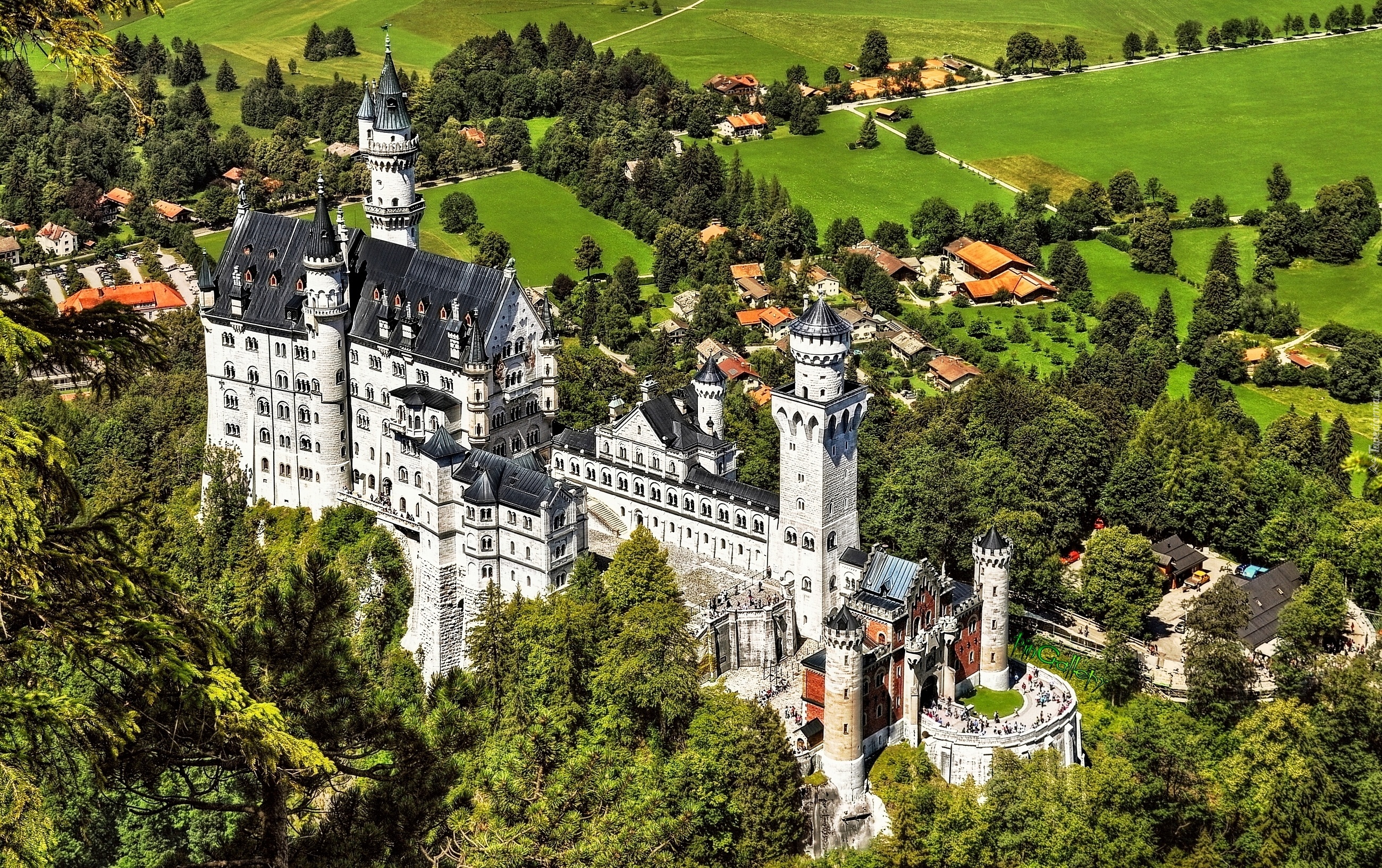 Zamek, Neuschwanstein, Panorama, Niemcy