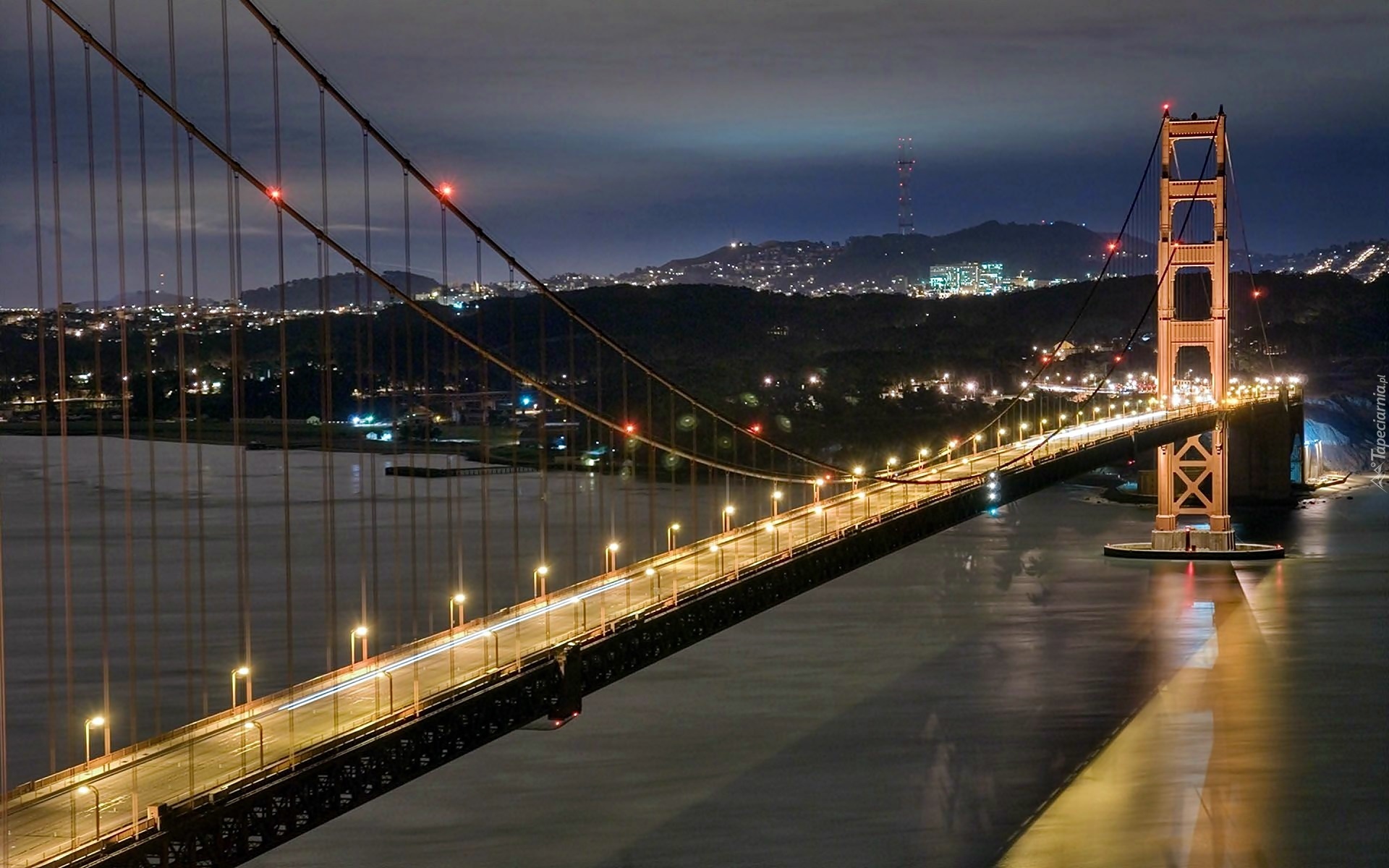 San, Francisco, Nocą, Most, Golden Gate