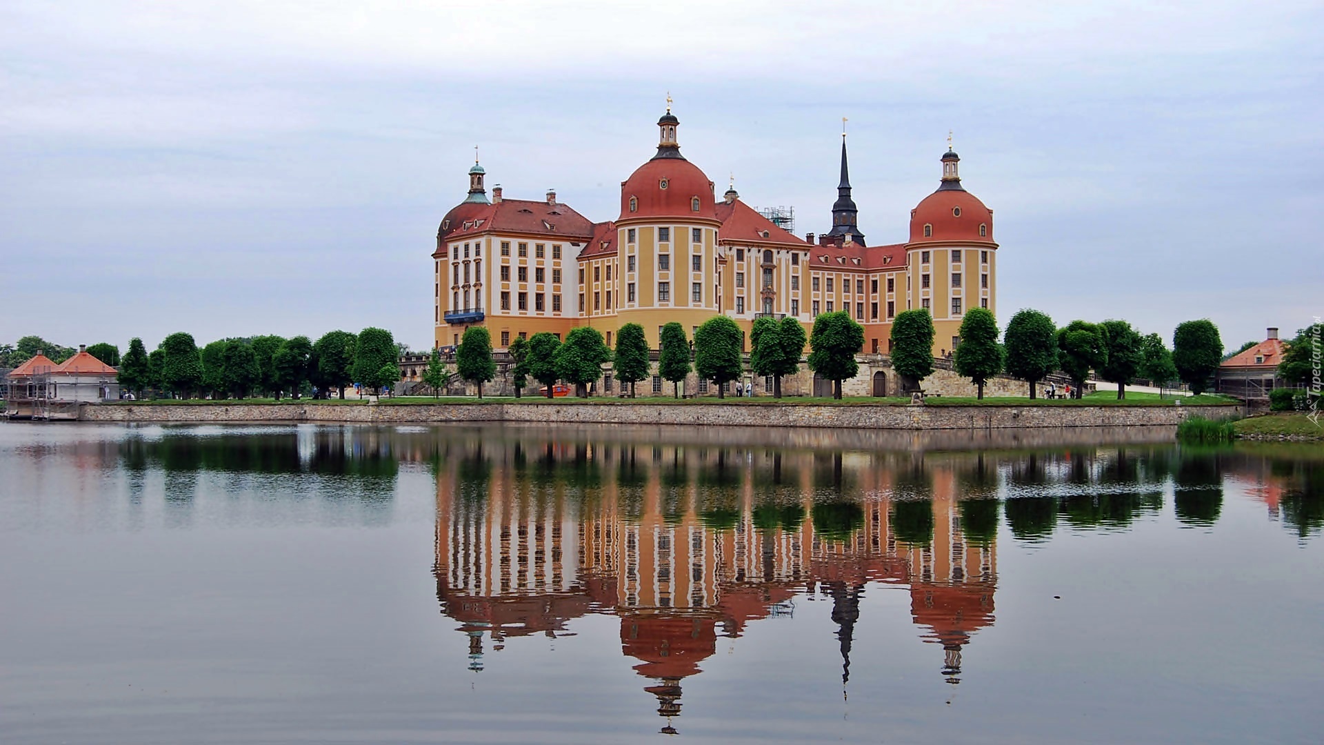 Pałac Moritzburg, Moritzburg Castle, Moritzburg, Zamek, Saksonia, Niemcy, Jezioro, Zamek, Na Wodzie, Drzewa, Odbicie