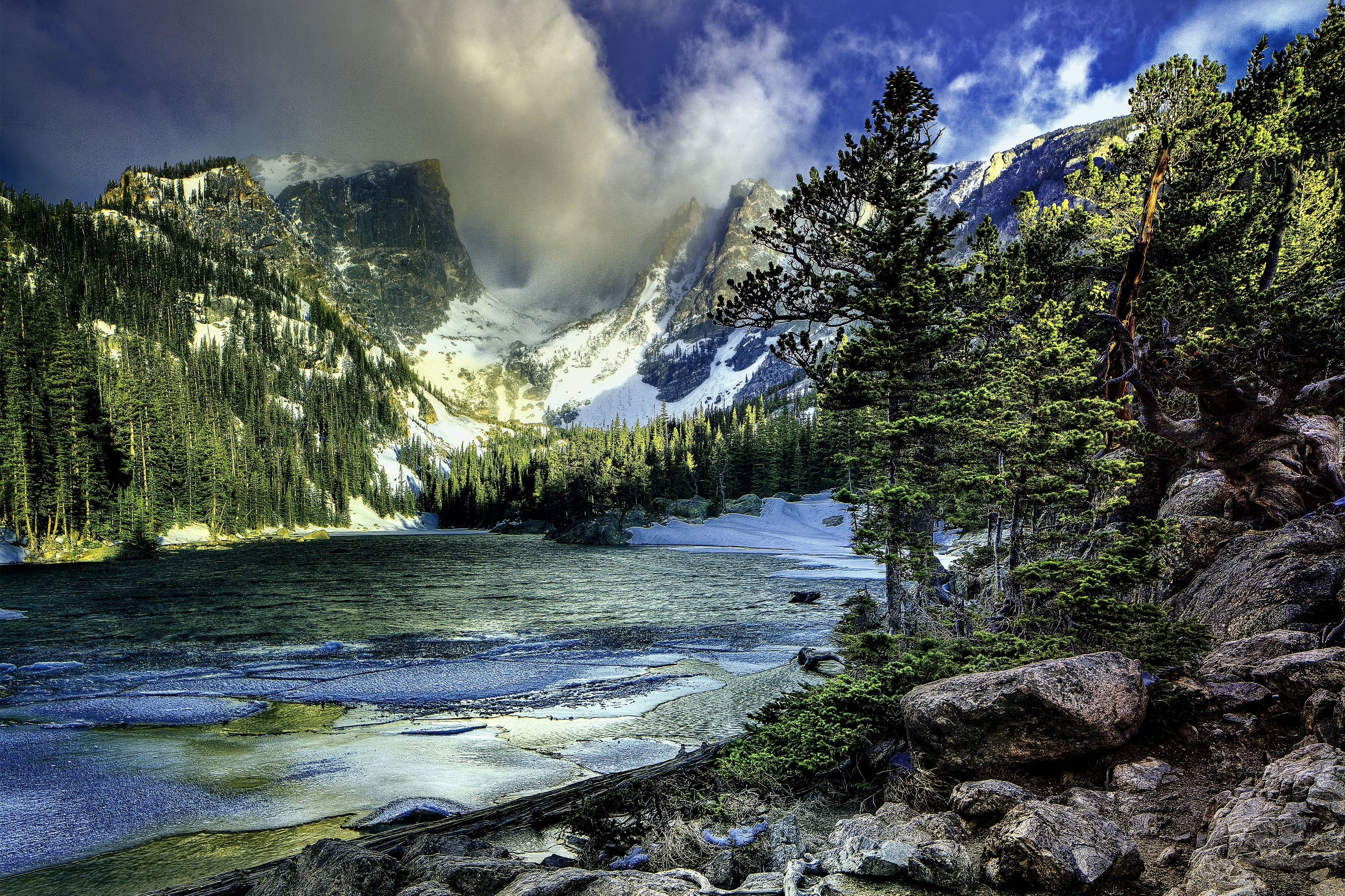 Stany Zjednoczone, Stan Kalifornia, Park Narodowy Yosemite, Góry, Las, Jezioro