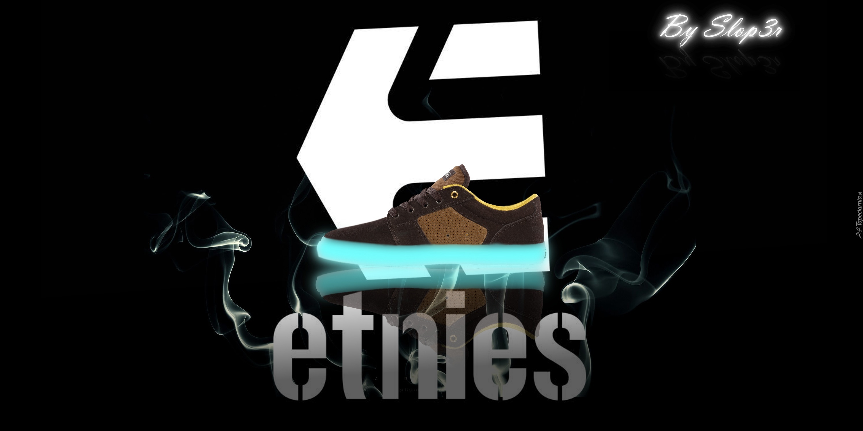 Etnies, Logo, Buty, Dym, Czarne, Tło