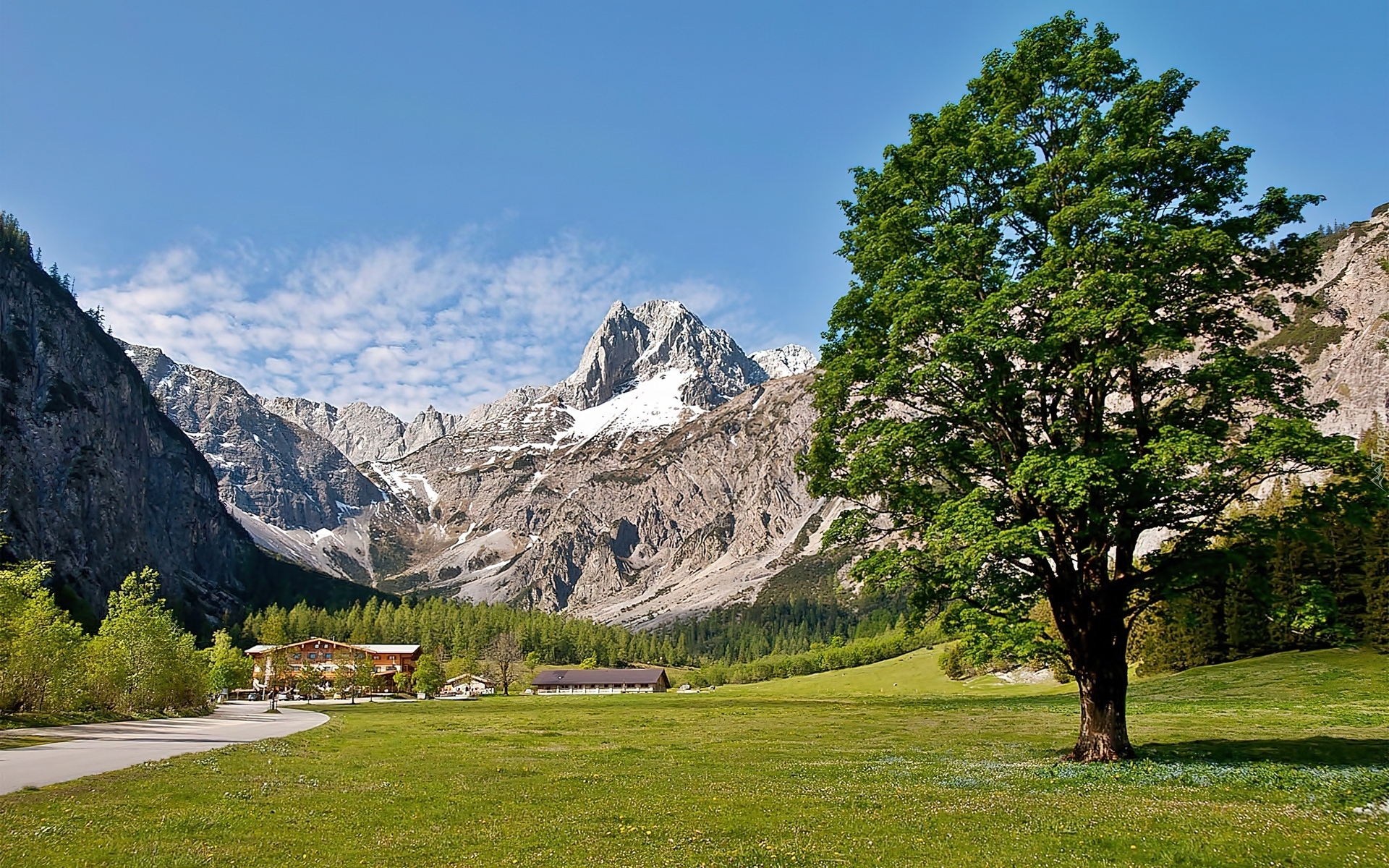 Tyrol, Góry, Lasy, Łąka, Hotel, Alpengasthof, Gramai