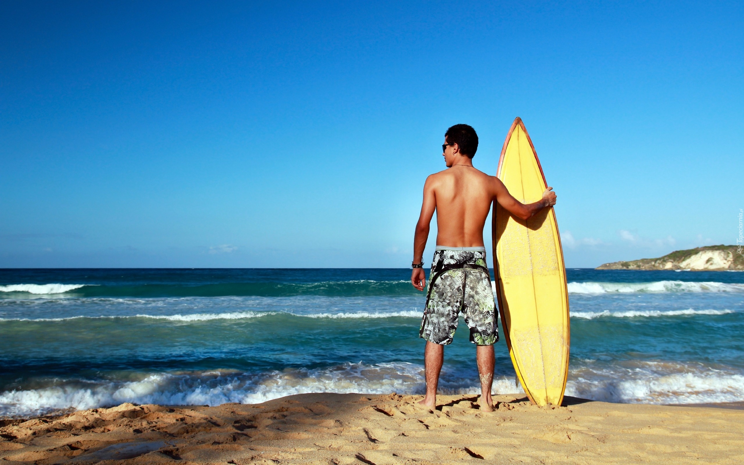 Mężczyzna, Plaża, Morze, Fale, Surfing