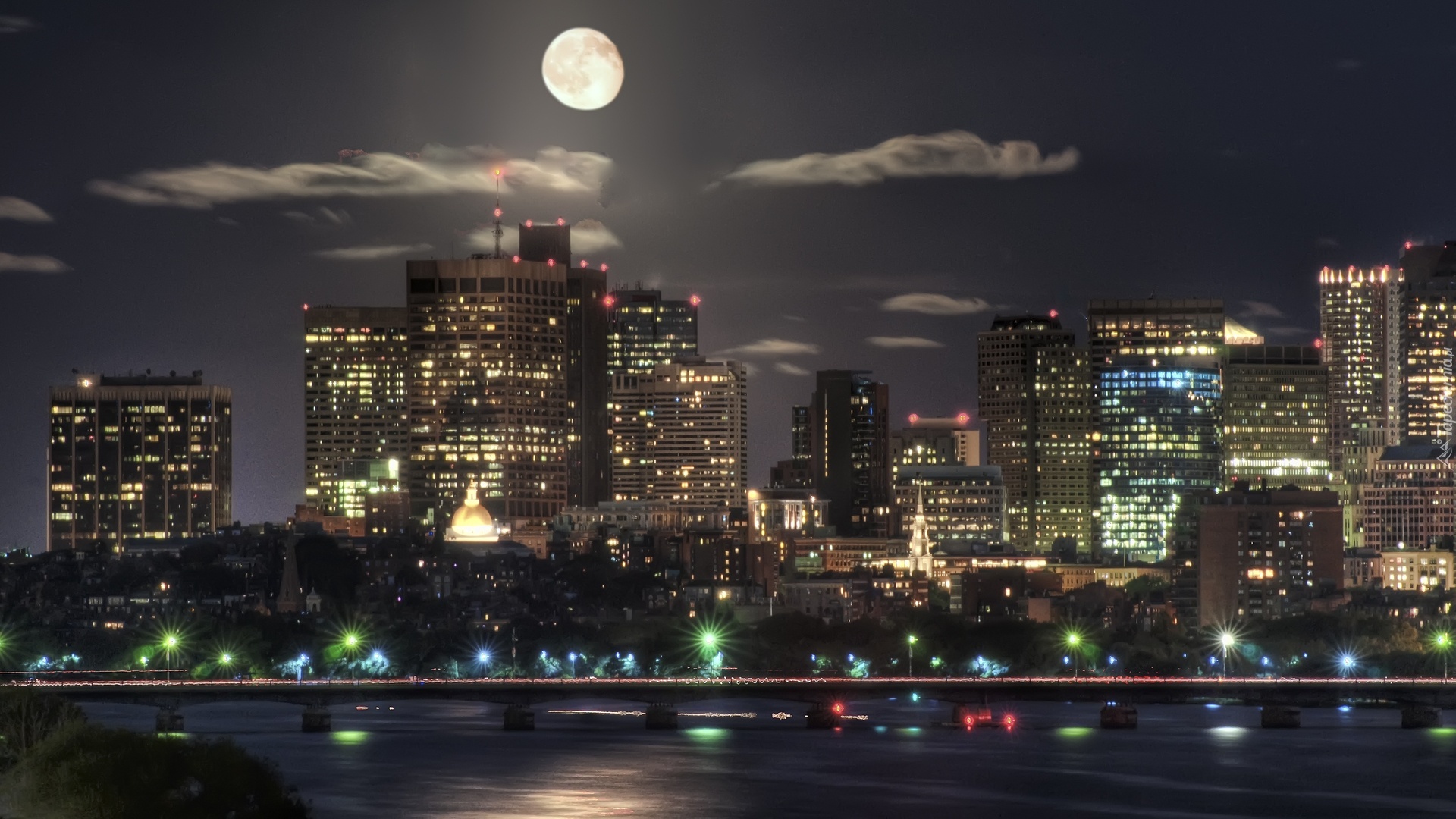 Vancouver, Kanada, Budynki, Panorama, Miasta, Księżyc