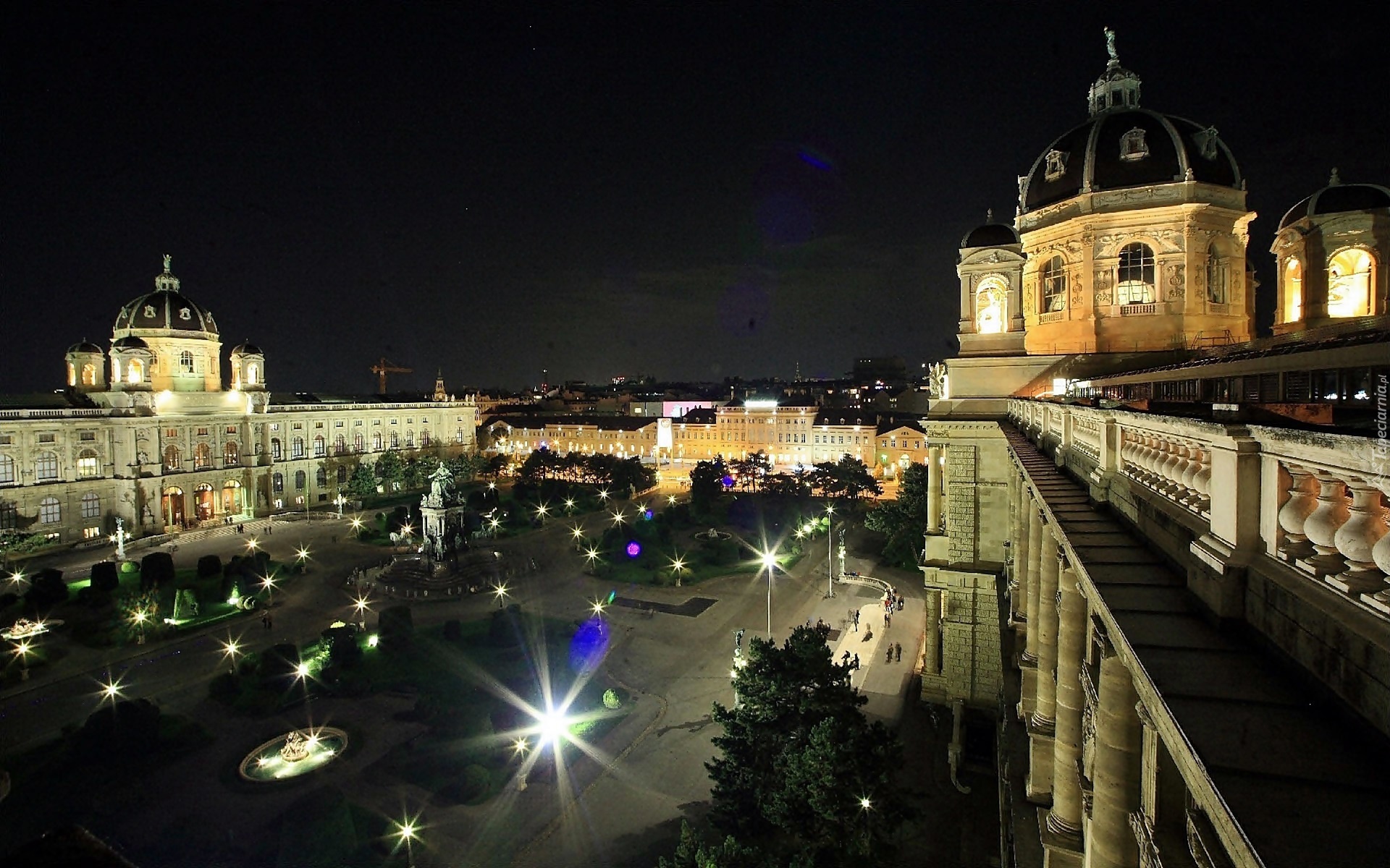 Wiedeń, Nocą, Oświetlone, Budynki