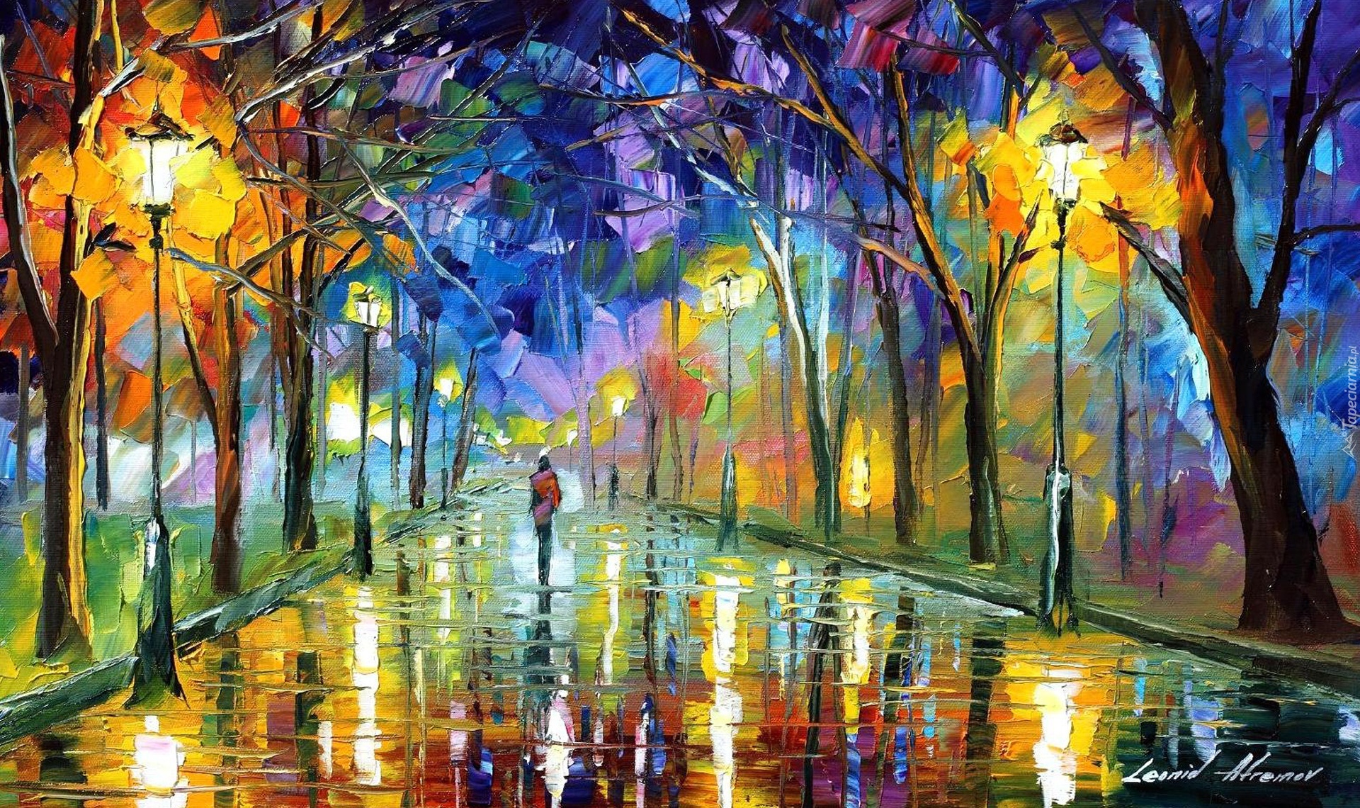 Park, Leonid Afremov, Obraz, Olej