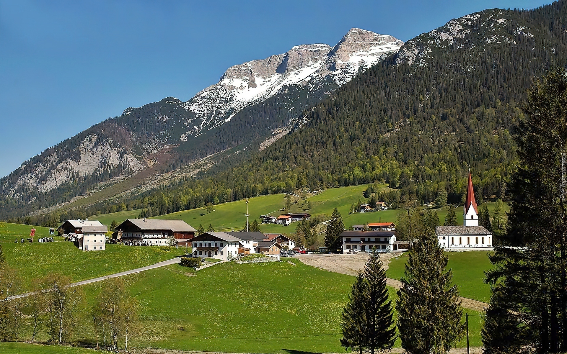 Tyrol, Lasy, Łąki, Dolina, Wioska, Steinberg
