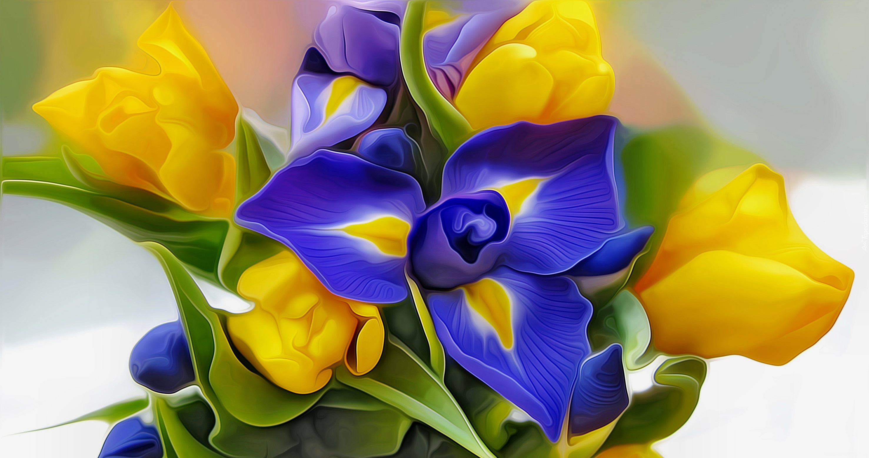 Żółte, Tulipany, Art