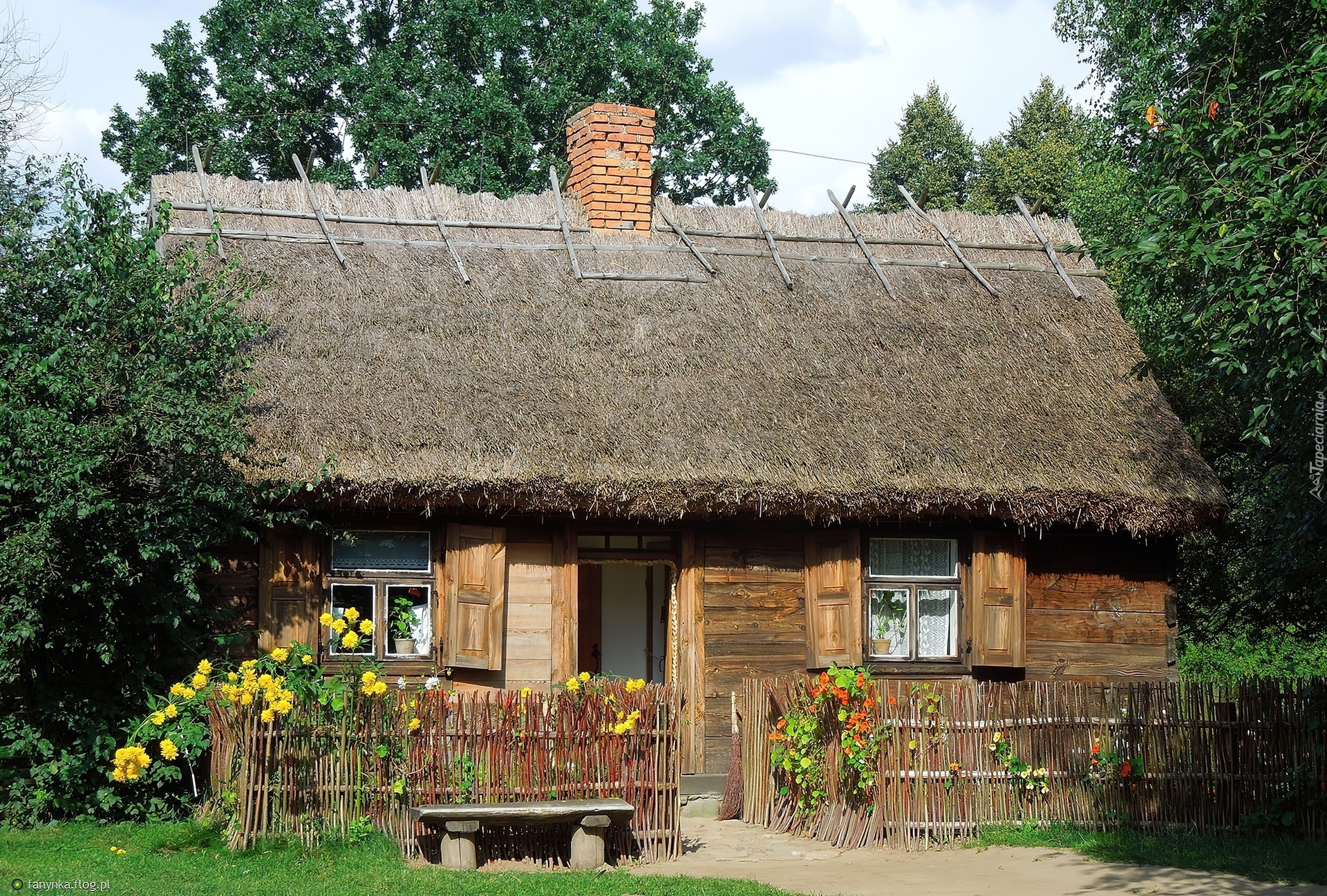 Skansen, Sierpc, Stary, Drewniany, Dom, Ławka