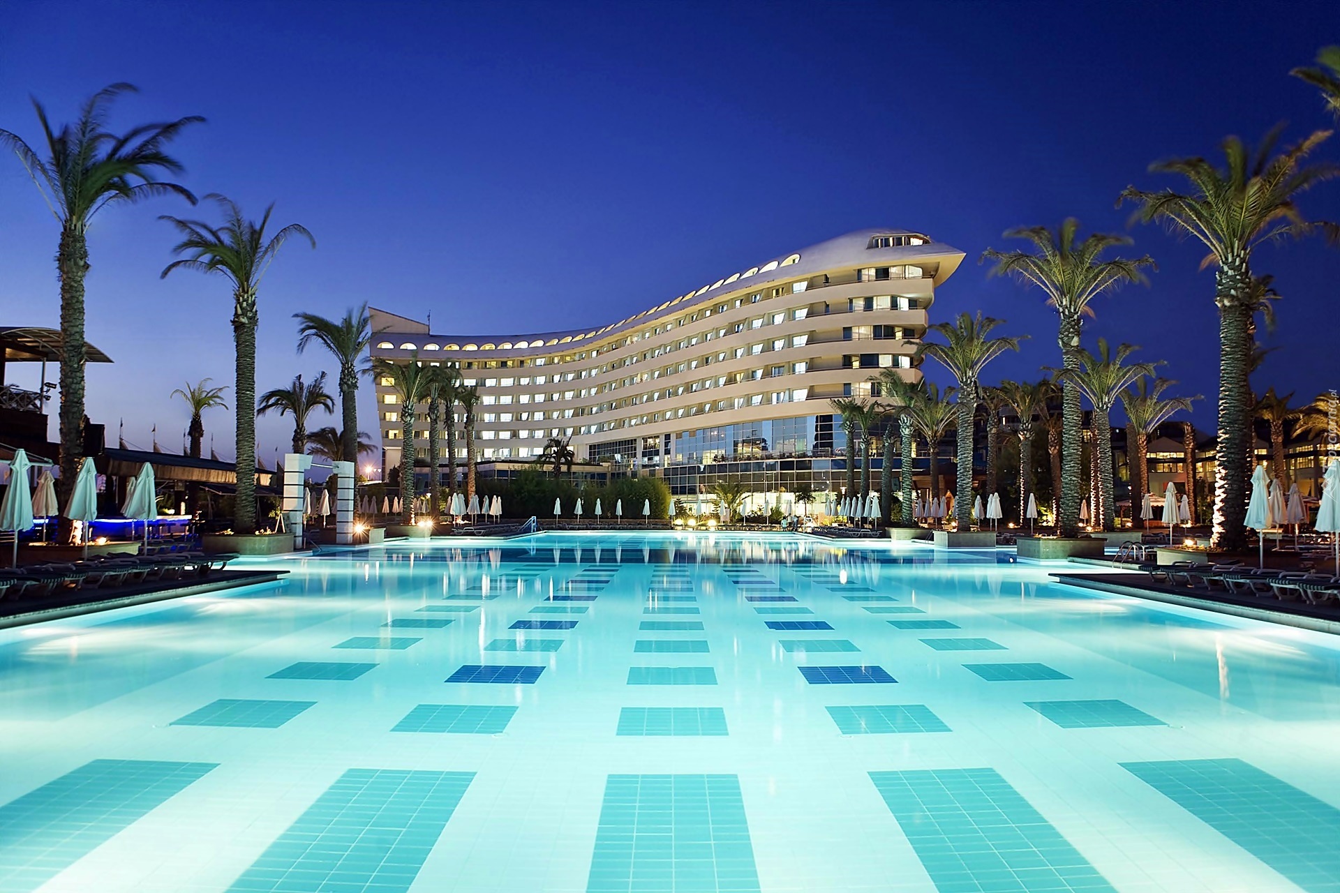 Hotel, Basen, Antalya, Palmy