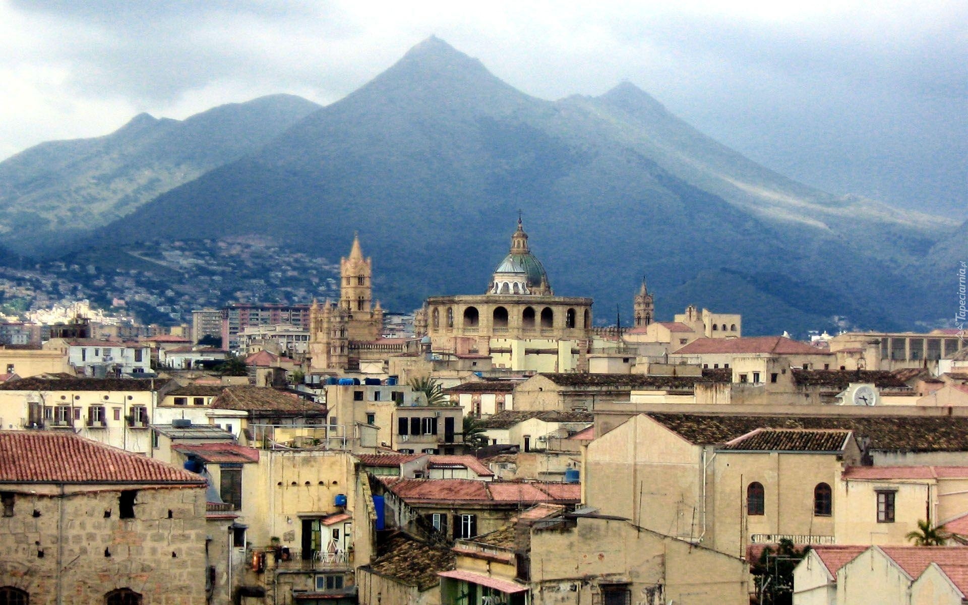 Włochy, Palermo, Miasto, Góry